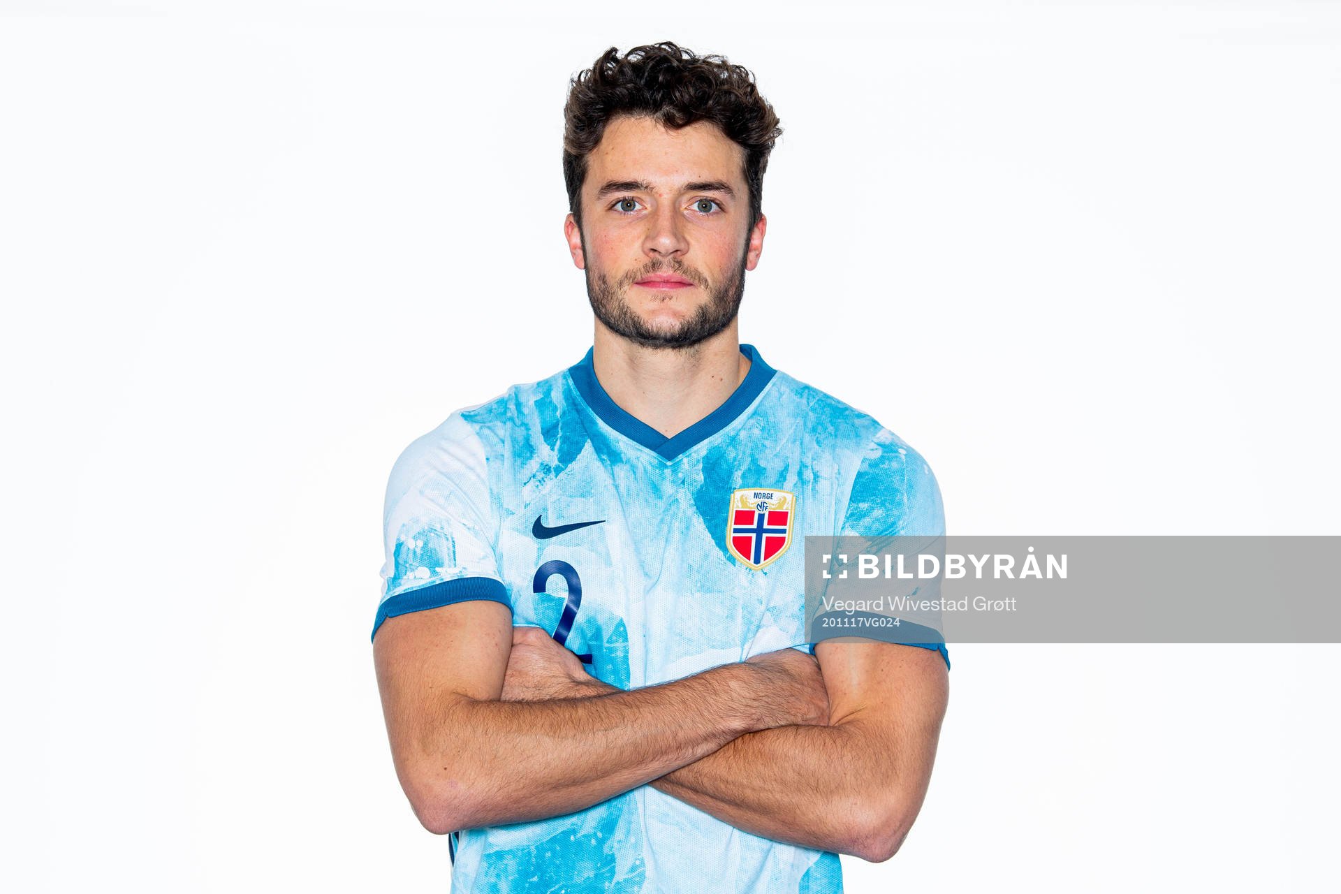 Daniel Granli of the Norwegian national football team poses for a portrait on November 17, 2020 in Gardermoen.