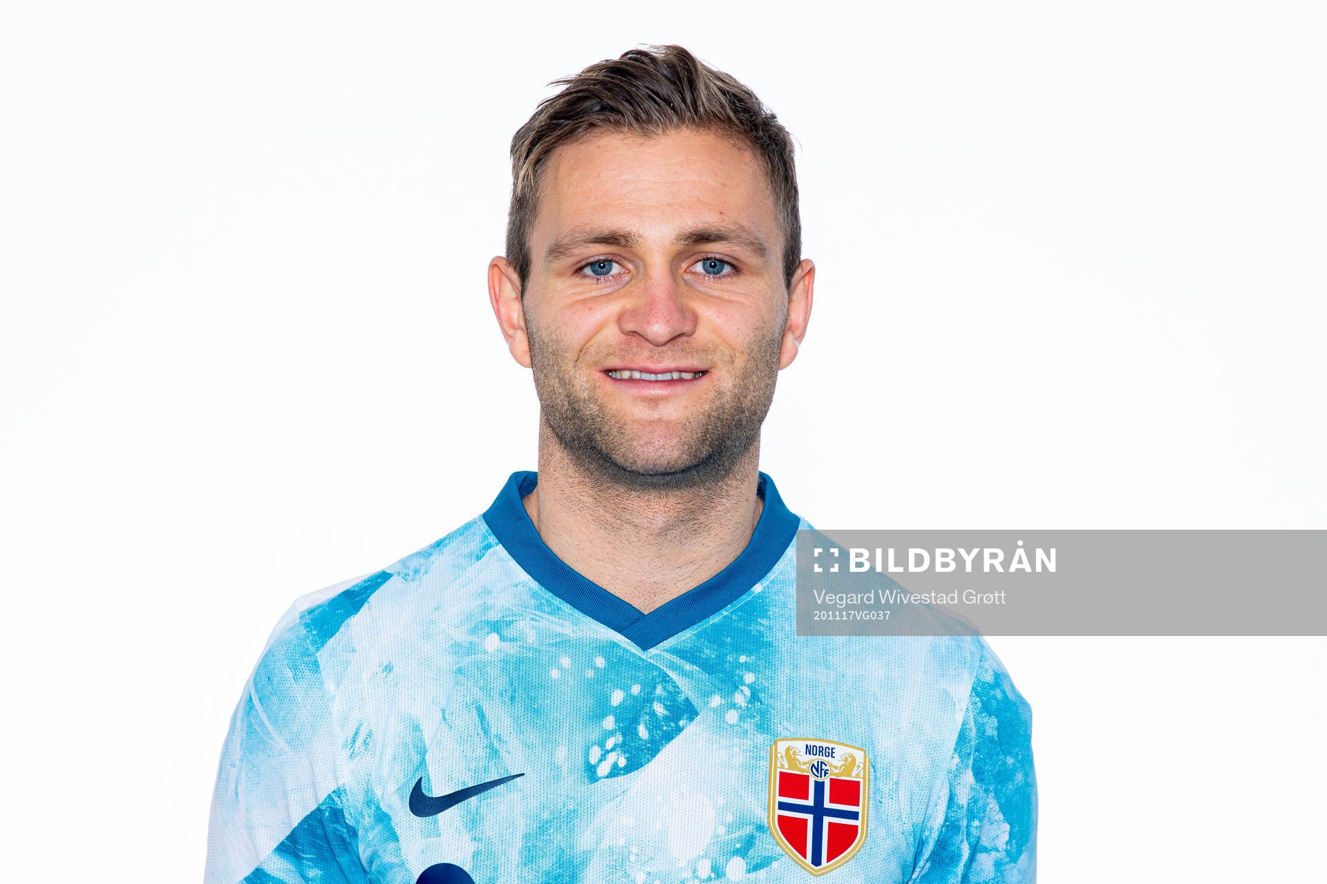 Sondre Tronstad of the Norwegian national football team poses for a portrait on November 17, 2020 in Gardermoen.