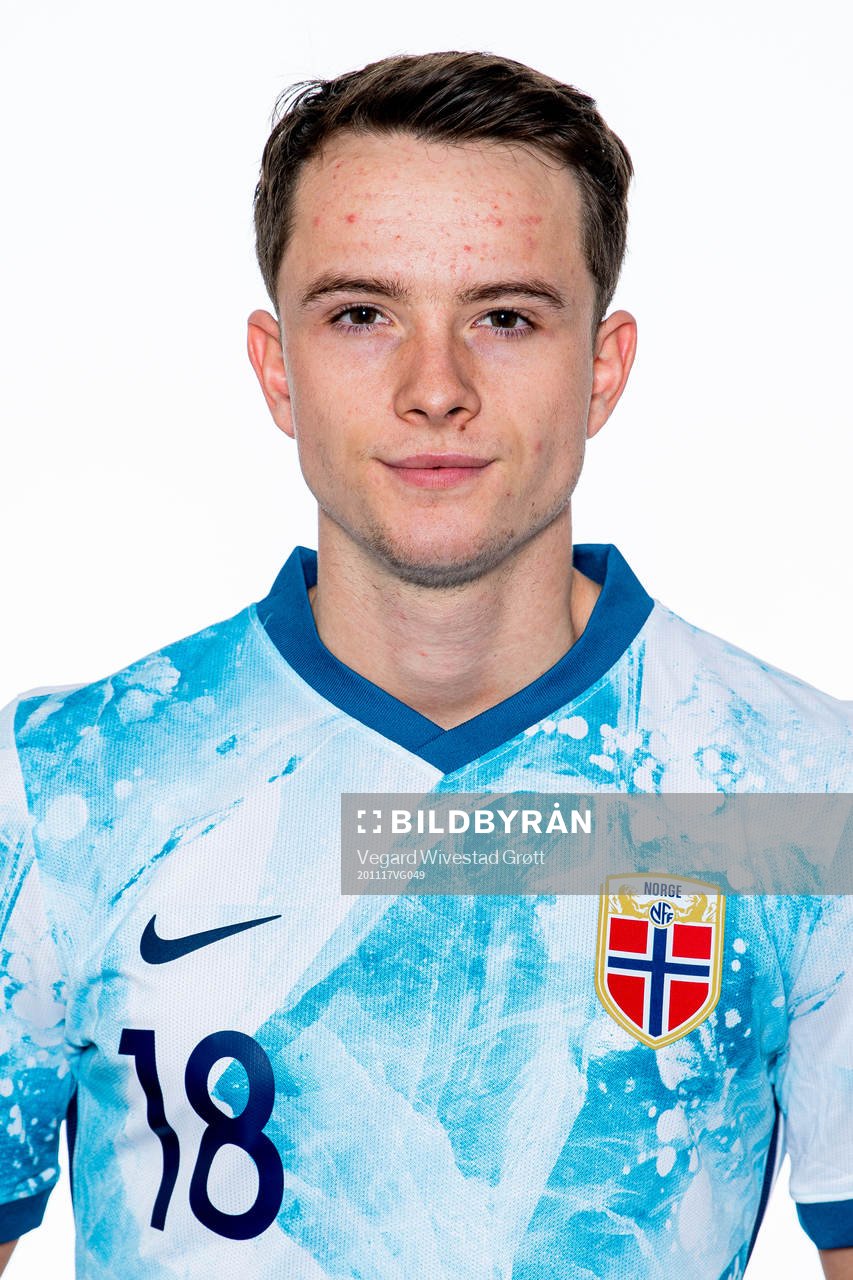 Håkon Evjen of the Norwegian national football team poses