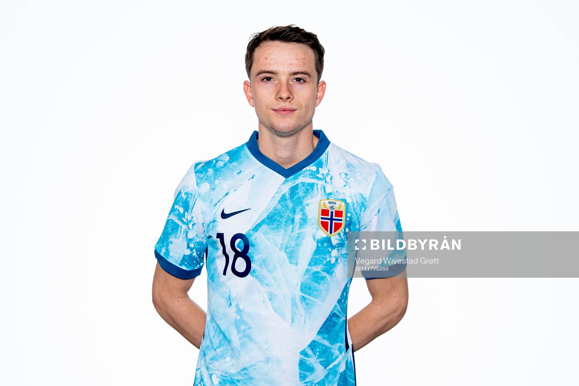 Håkon Evjen of the Norwegian national football team poses