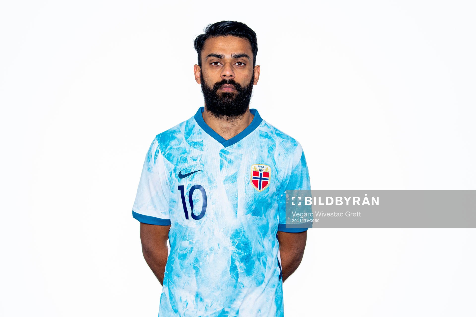 Ghayas Zahid of the Norwegian national football team poses