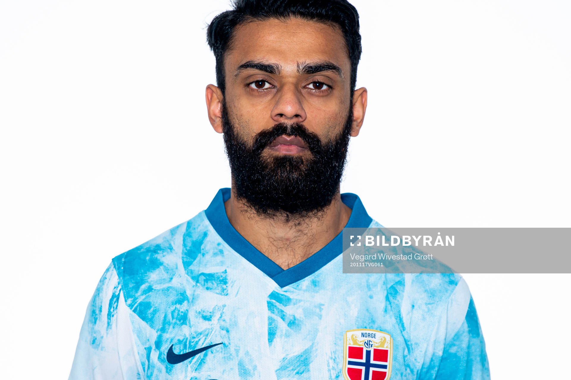 Ghayas Zahid of the Norwegian national football team poses