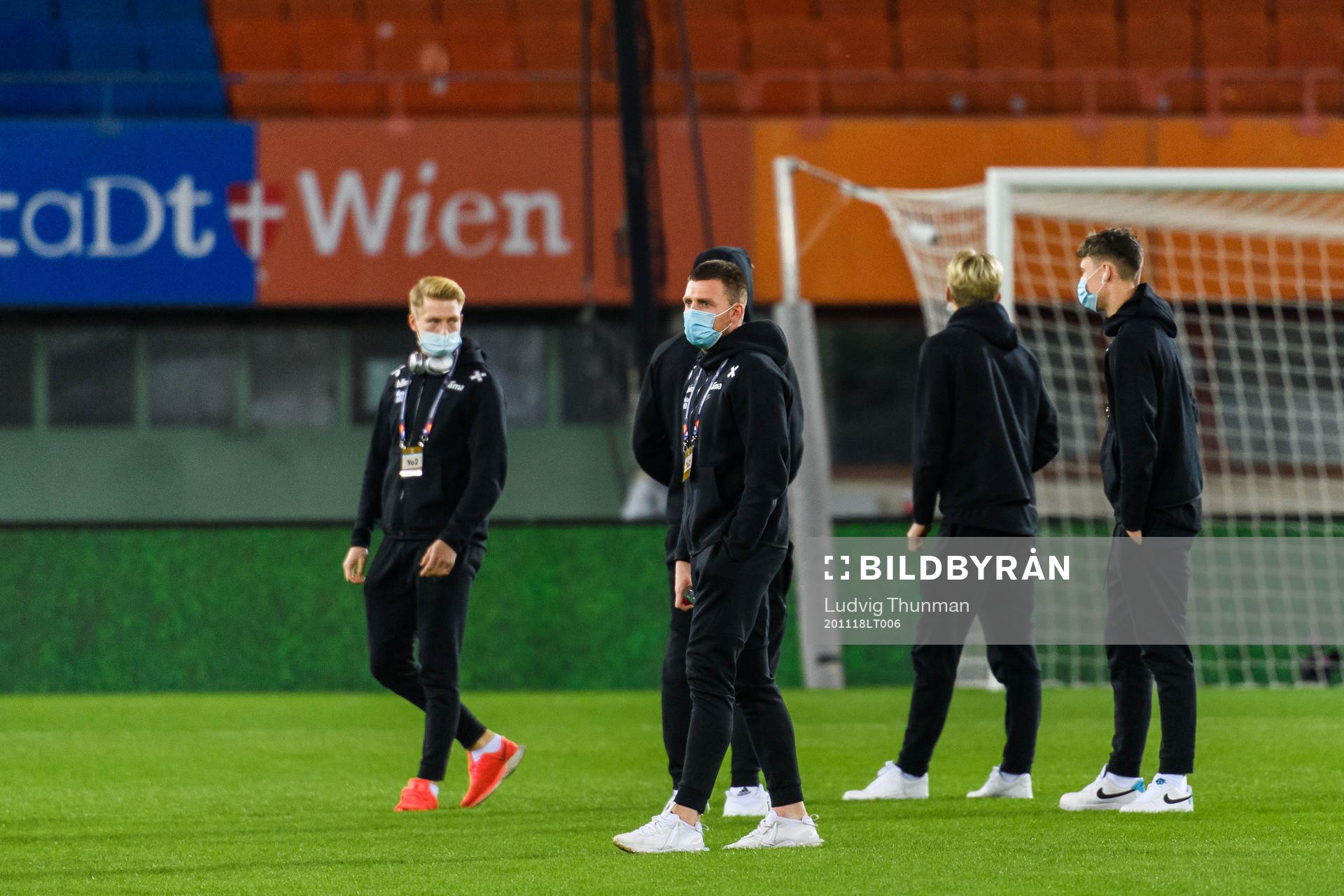 Goalkeeper Anders Kristiansen of Norway inspect the pitch