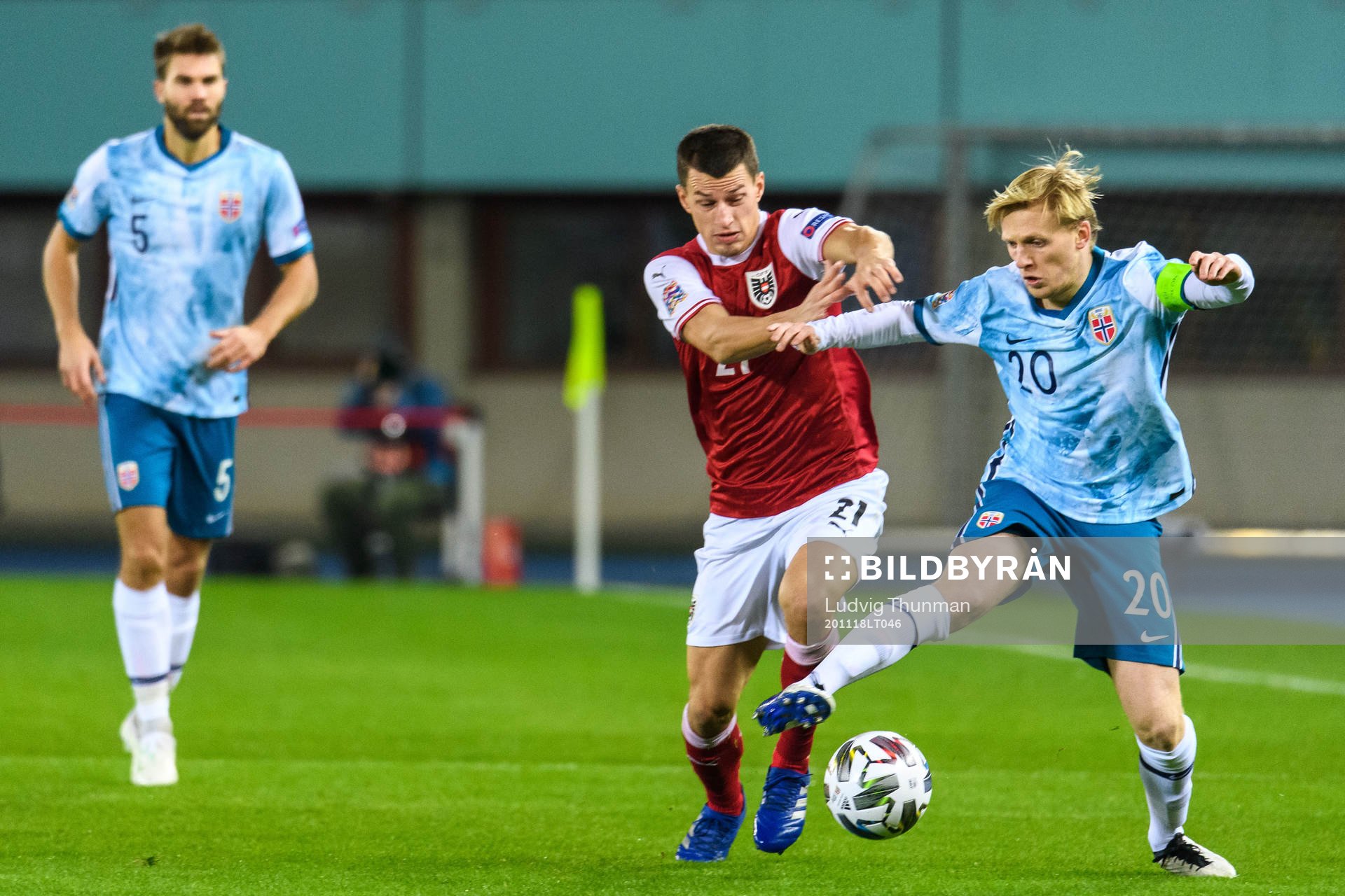 Stefan Lainer of Austria and Mats Møller Dæhli of Norway