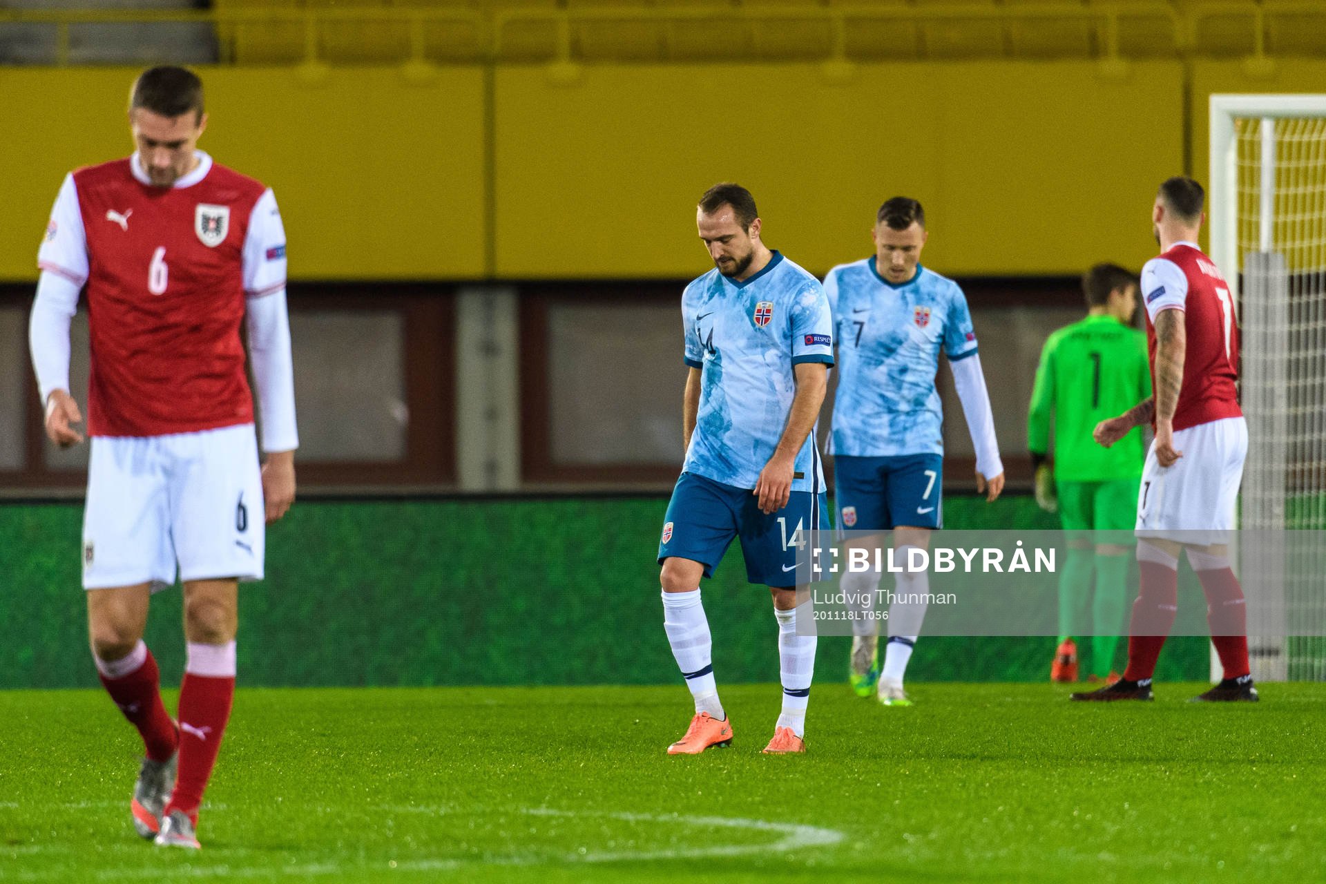 Veton Berisha and Fredrik Ulvestad of Norway look dejected