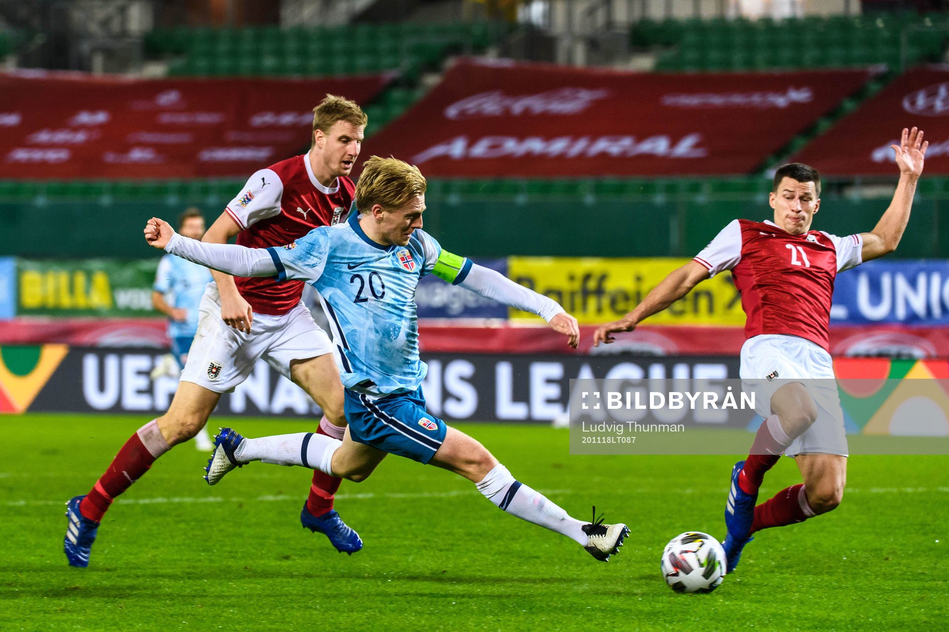 Mats Møller Dæhli of Norway and Stefan Lainer of Austria