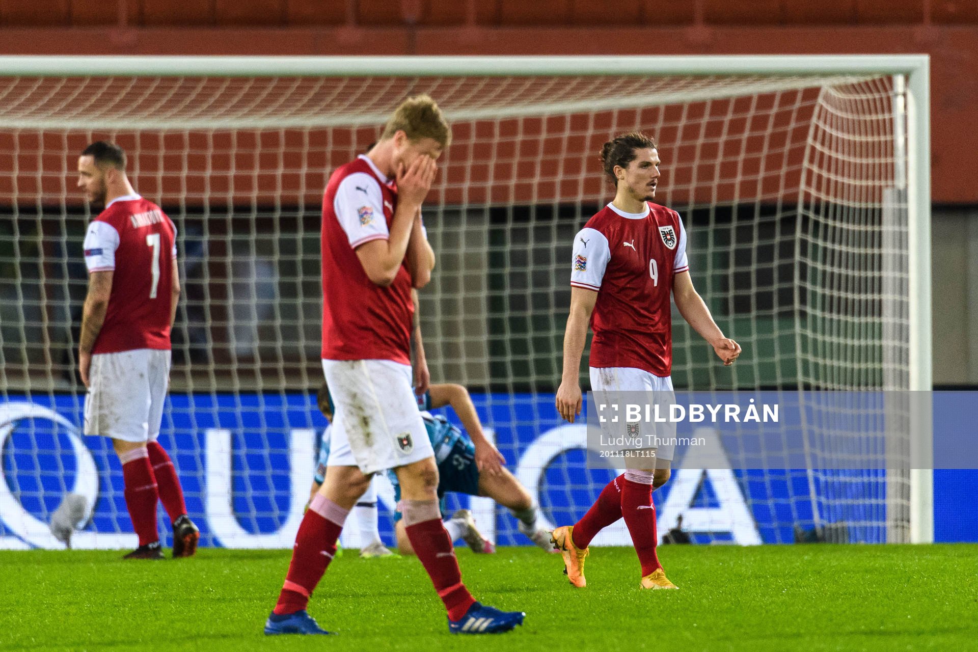 Marko Arnautovic, Martin Hinteregger and Marcel Sabitzer of