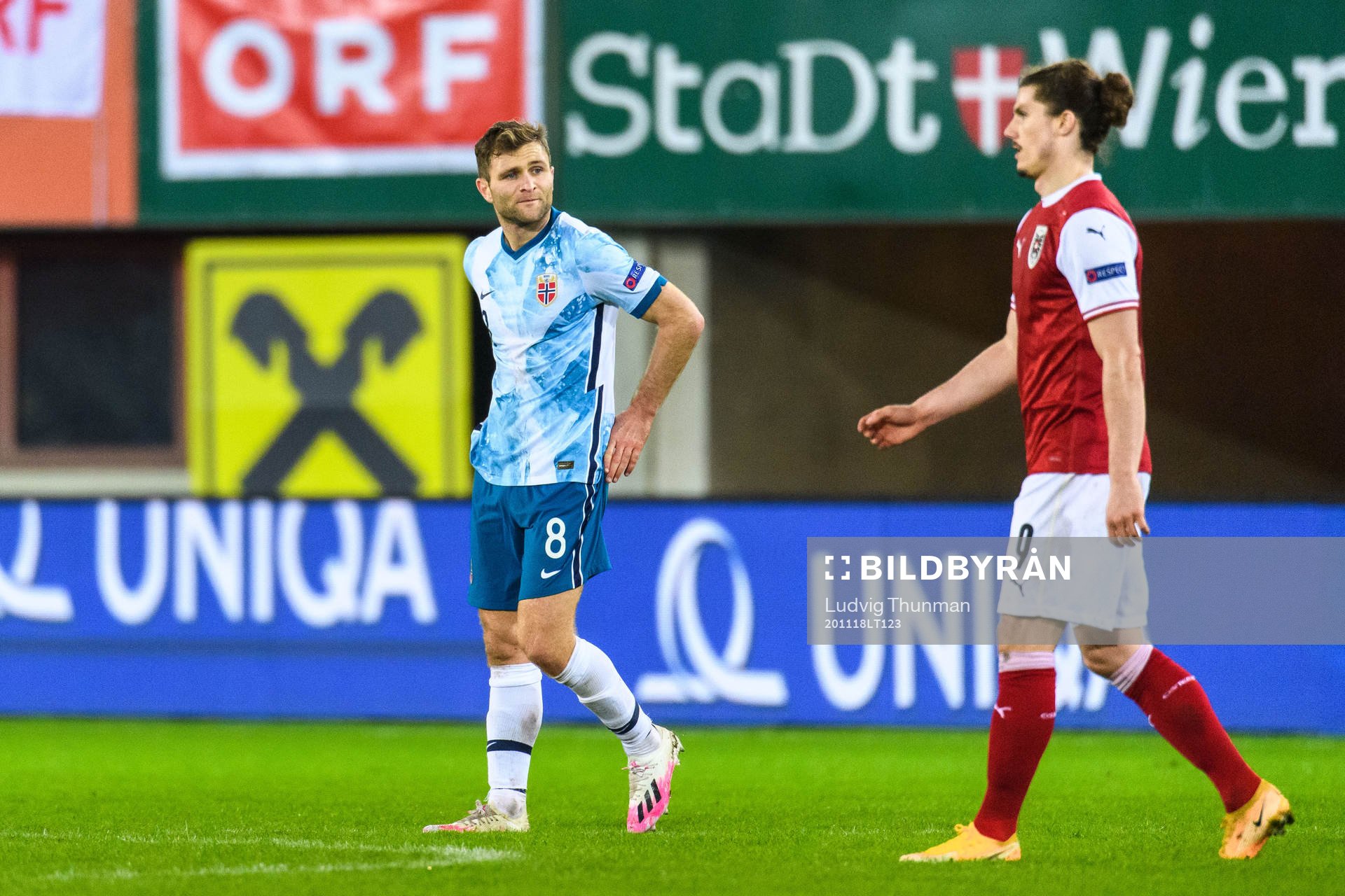 Sondre Tronstad of Norway looks dejected