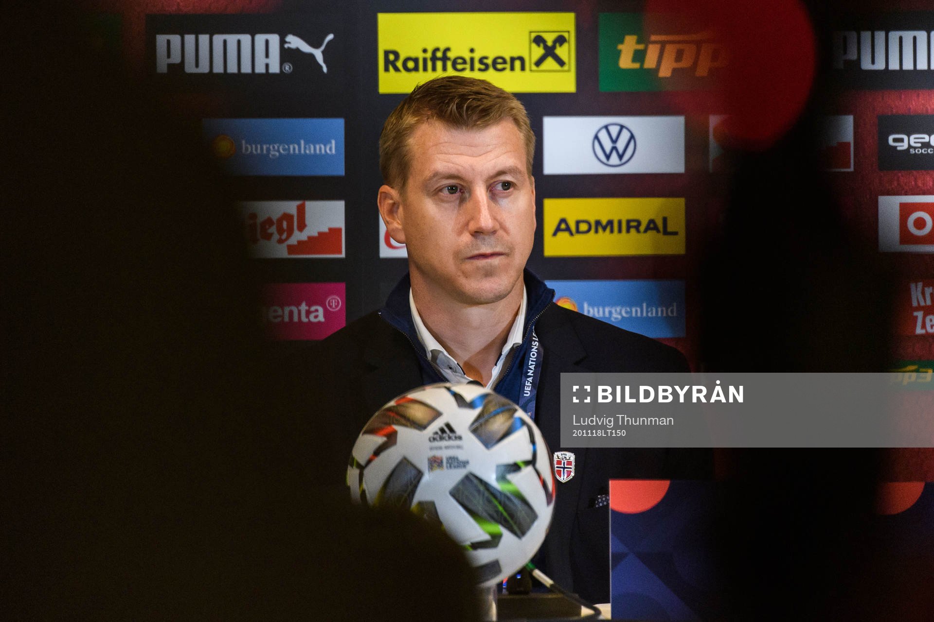 Leif Gunnar Smerud, head coach of Norway during a press conference after the Nations League football match between Austria and Norway on November 18, 2020 in Vienna.