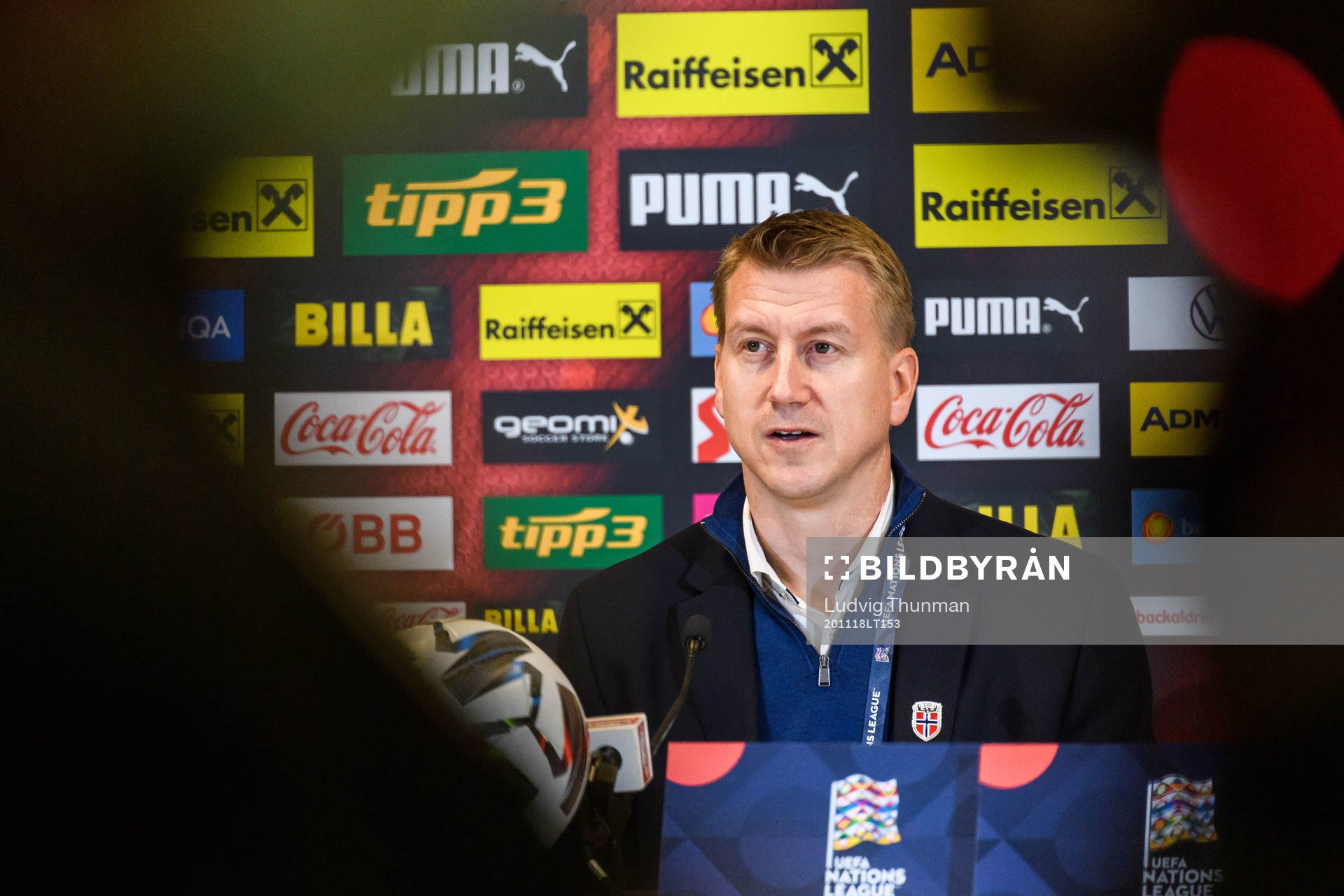 Leif Gunnar Smerud, head coach of Norway during a press conference after the Nations League football match between Austria and Norway on November 18, 2020 in Vienna.