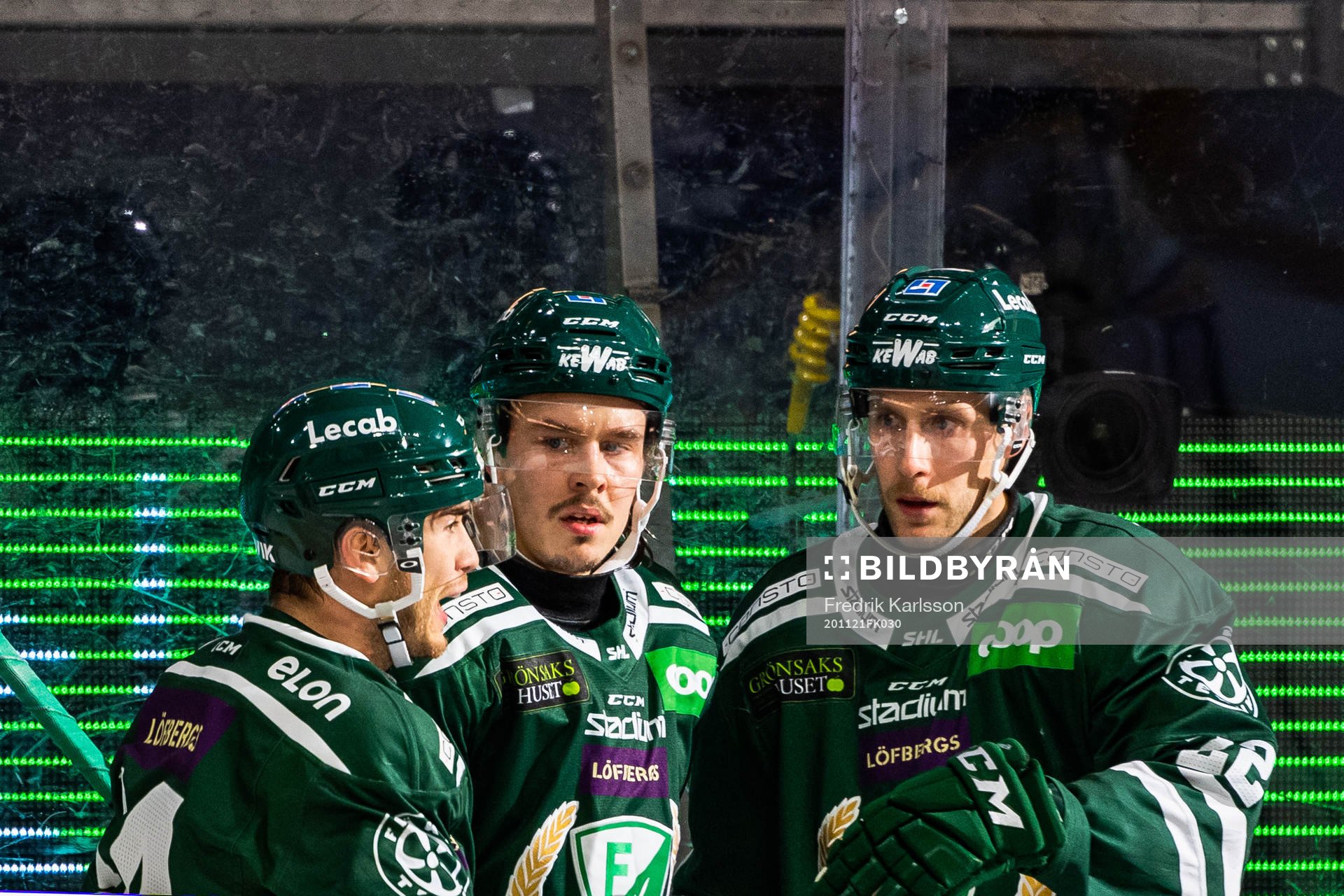 Färjestads Michael Lindqvist, Joakim Nygård och Per