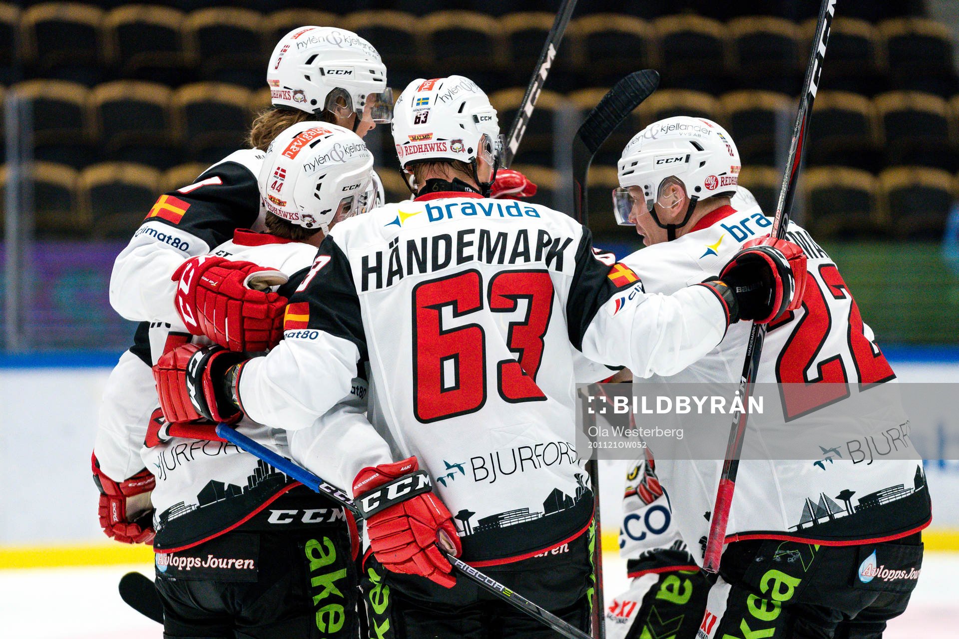 Malmö Redhawks Malte Setkov, Jesper Jensen Aabo , Fredrik