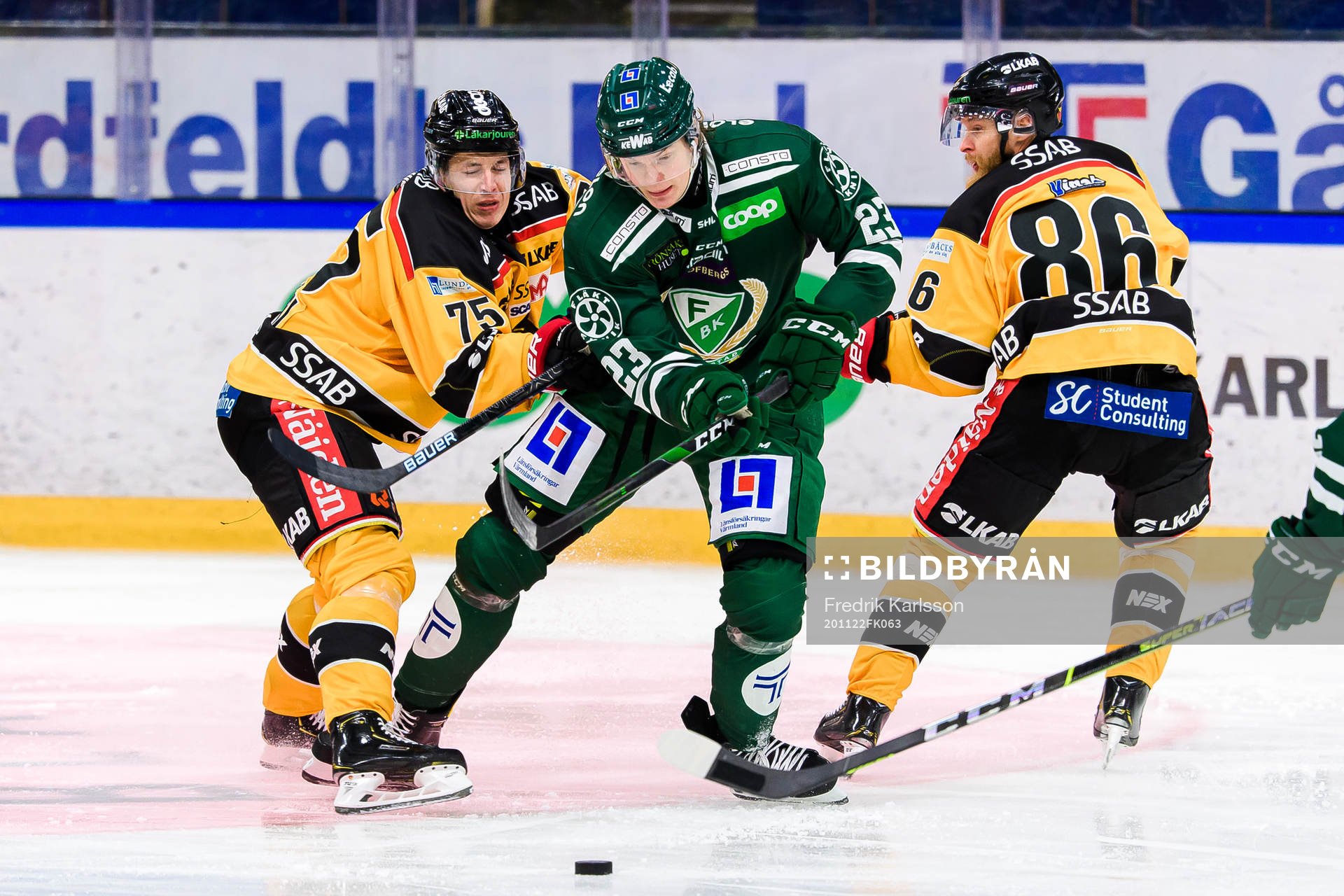 Luleås Arttu Ilomäki, Färjestads Albin Eriksson och