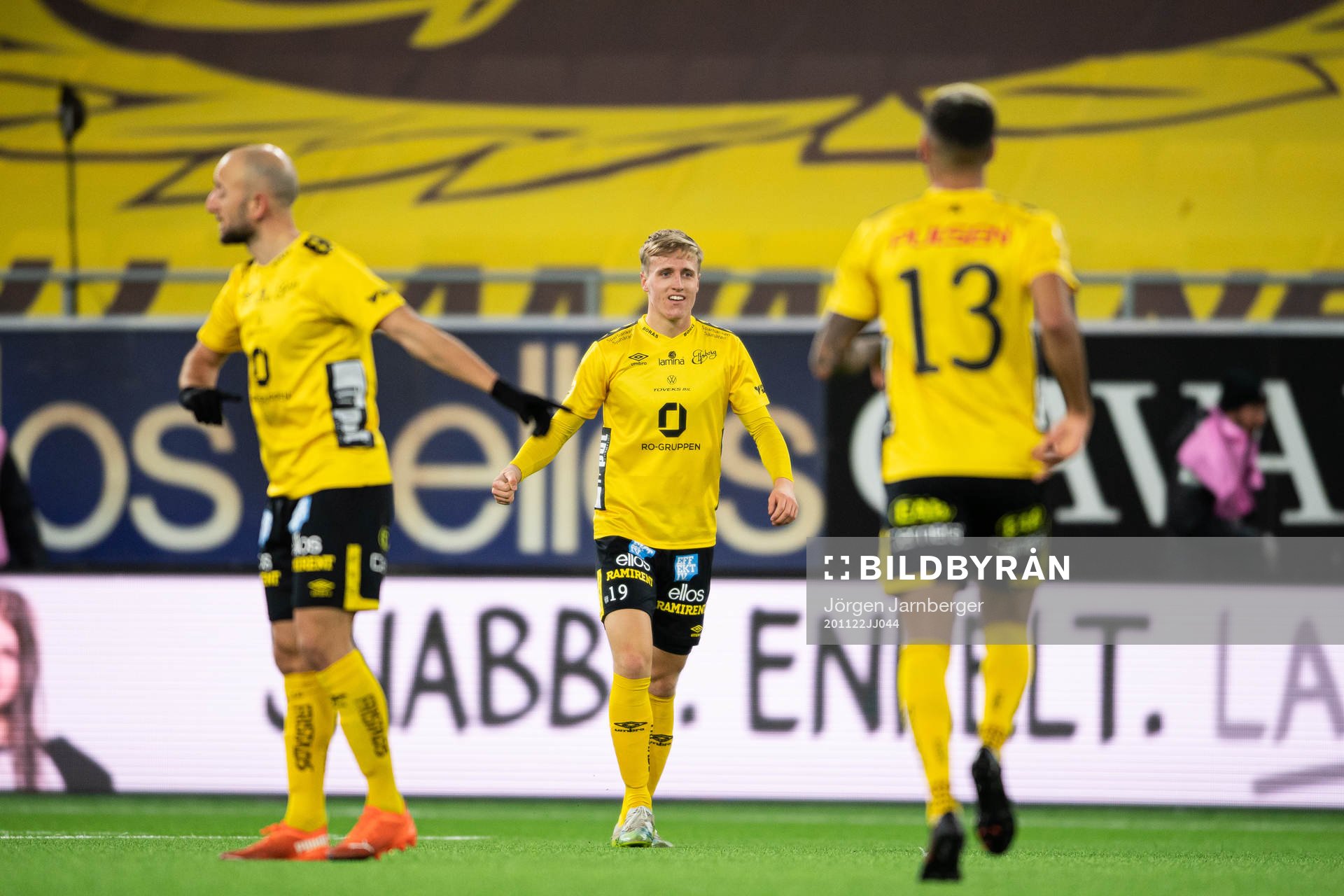 Elfsborgs Jeppe Møldrup Okkels jublar efter 2-0 under fotbollsmatchen i Allsvenskan mellan Elfsborg och Helsingborg den 22 november 2020 i Borås.