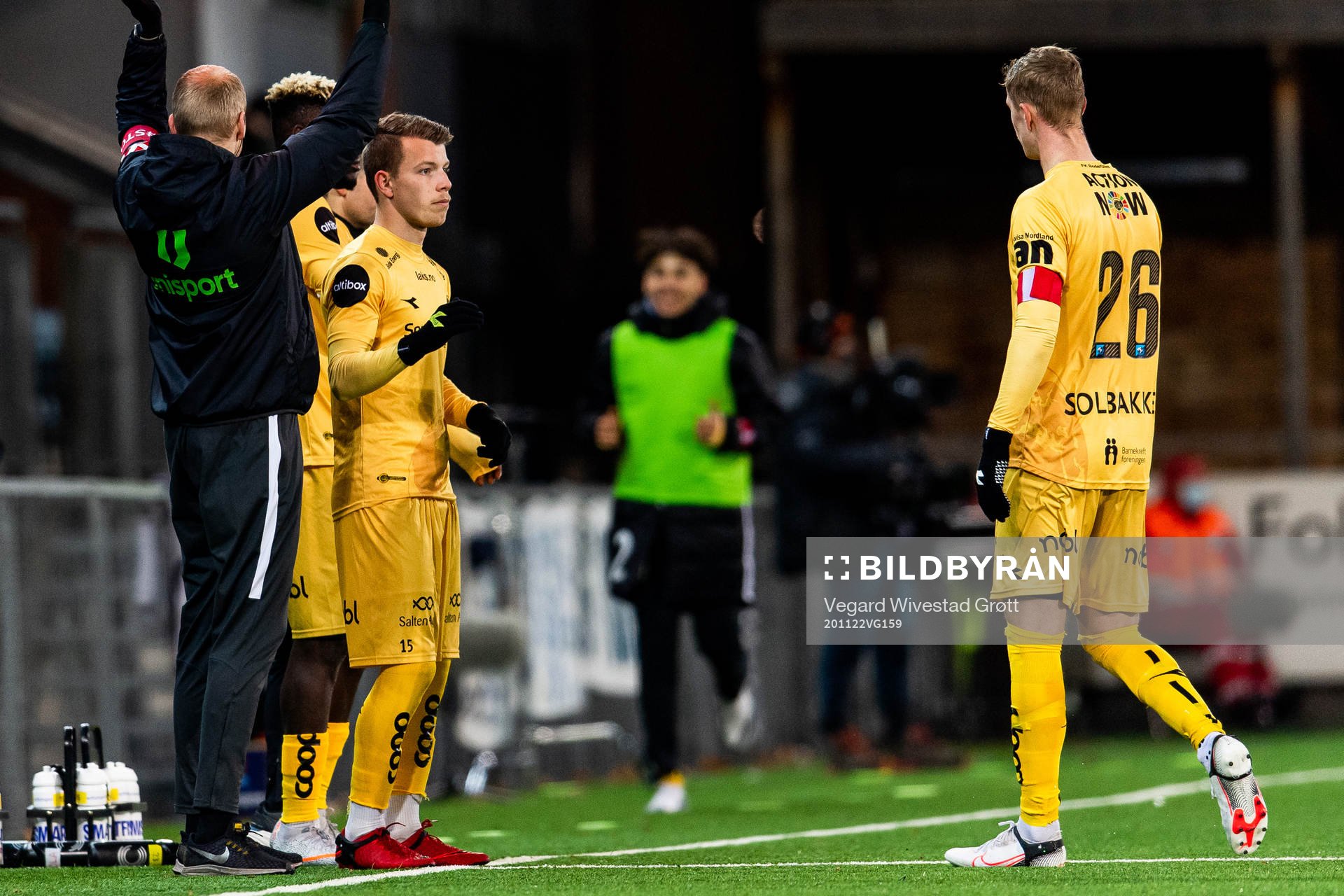 Ola Solbakken is substituted for Runar Hauge of Bodø/Glimt
