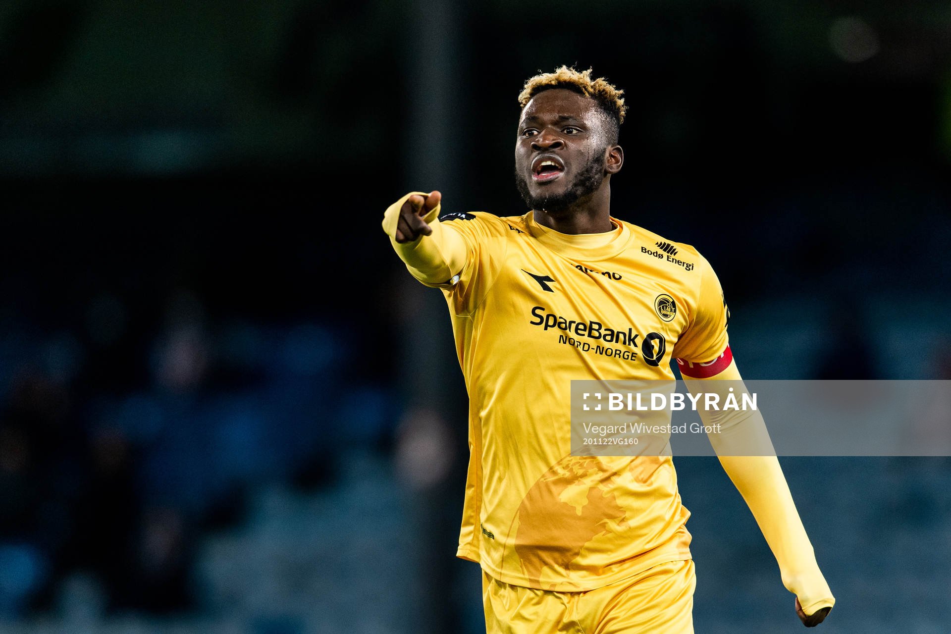 Viktor Boniface of Bodø/Glimt during the Eliteserien football match between Strømsgodset and Bodø/Glimt on November 22, 2020 in Drammen.
