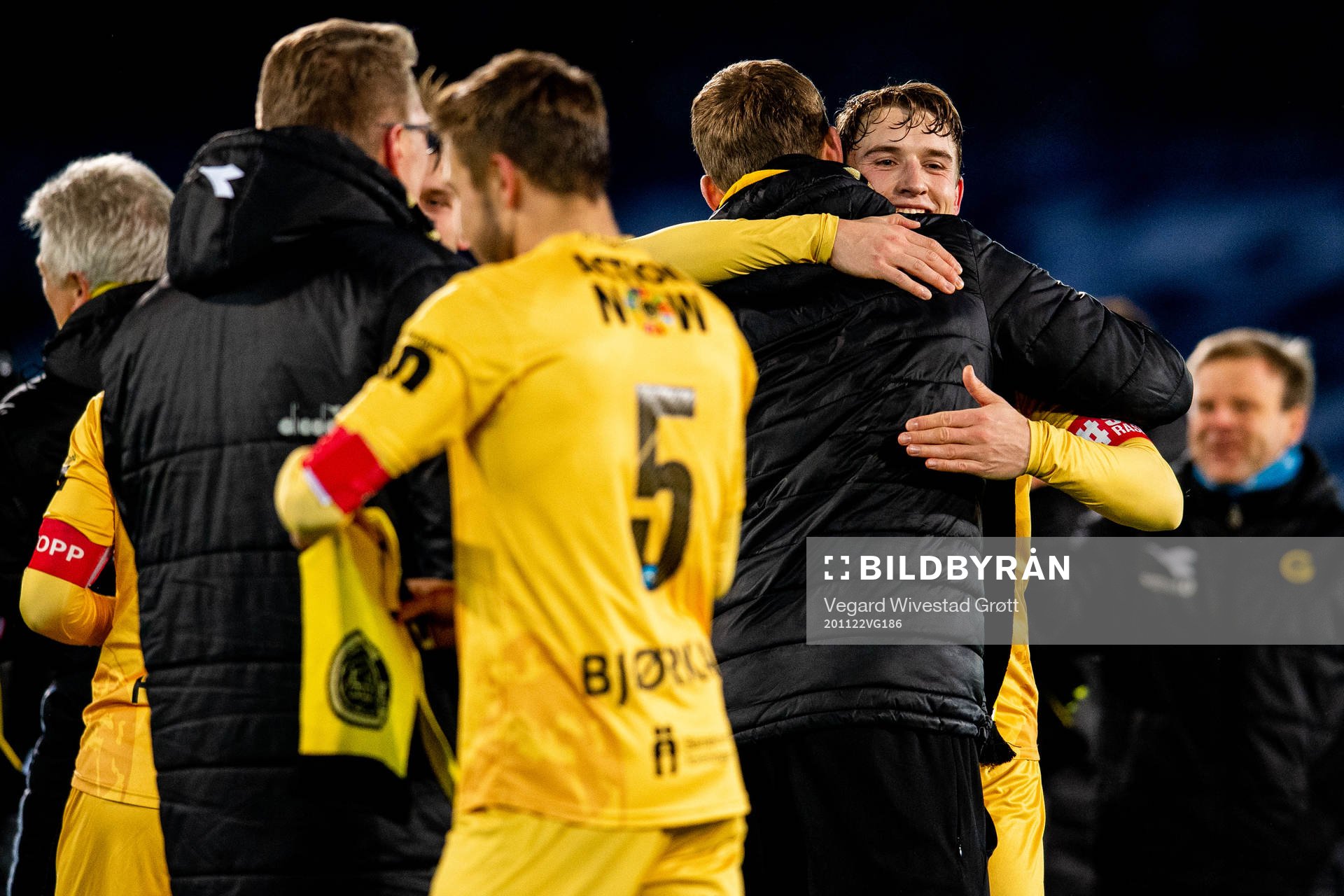 Marius Høibråten of Bodø/Glimt celebrates winning the league after the Eliteserien football match between Strømsgodset and Bodø/Glimt on November 22, 2020 in Drammen.