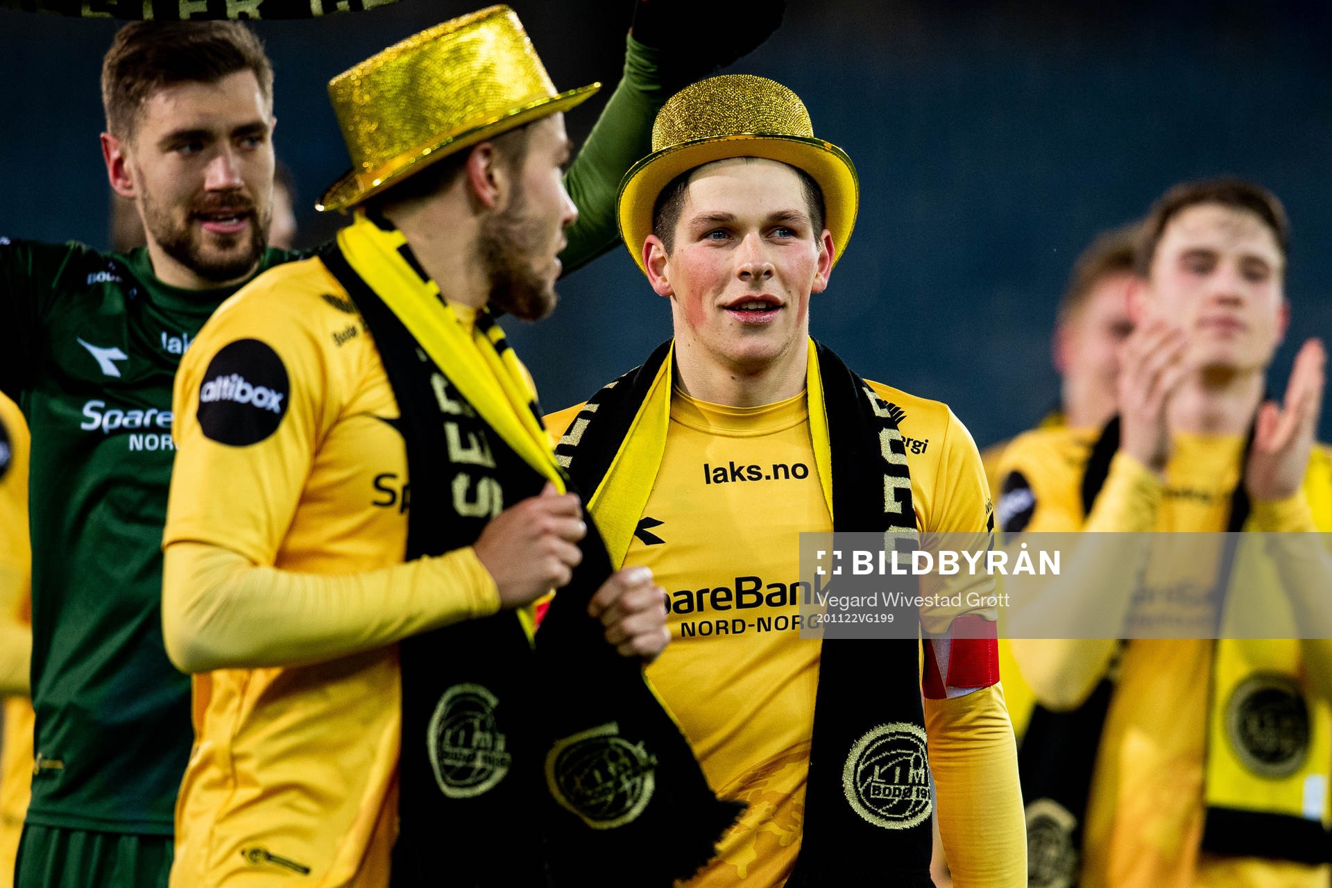Sondre Fet of Bodø/Glimt celebrates winning the league