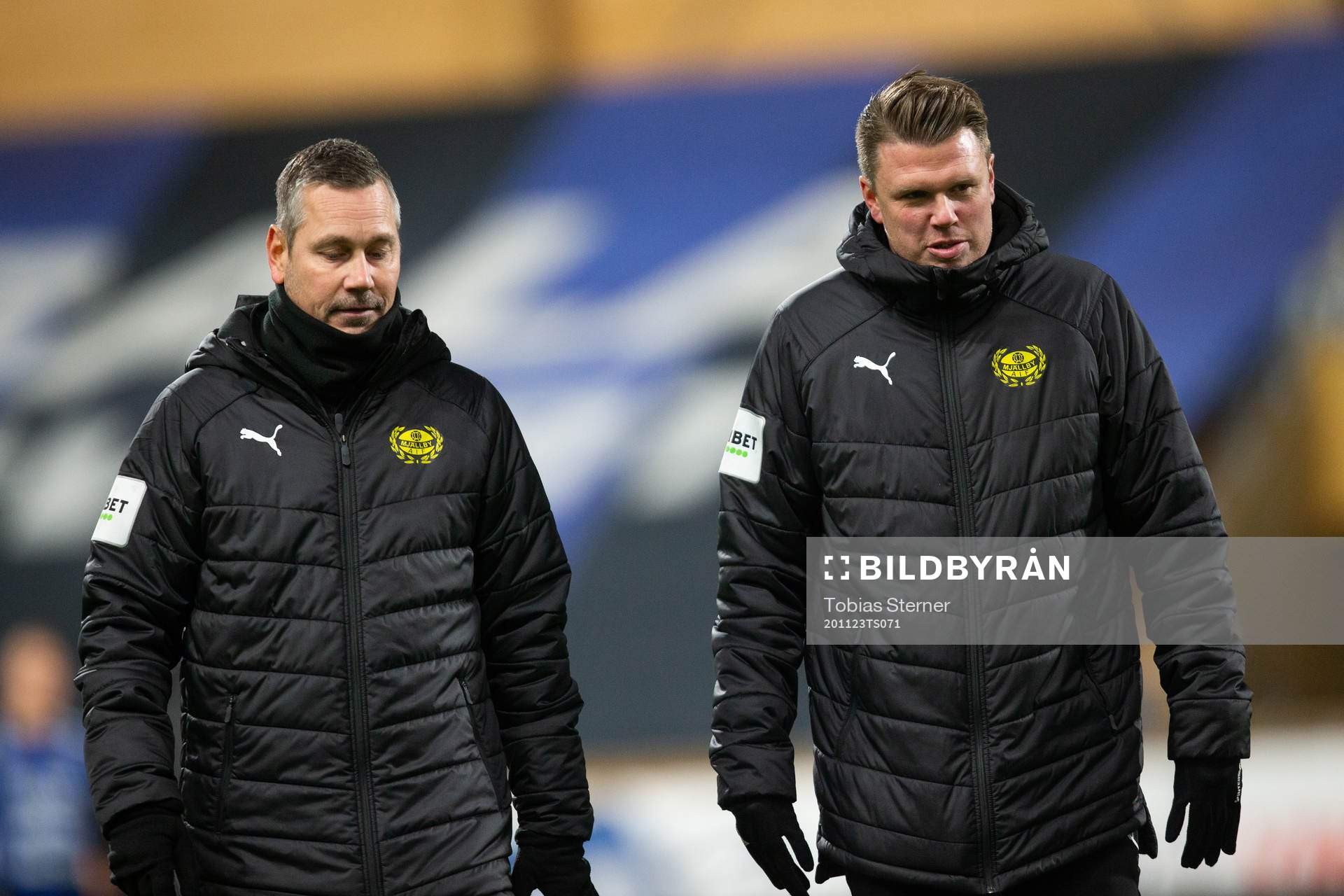 Mjällbys tränare Marcus Lantz och assisterande tränare