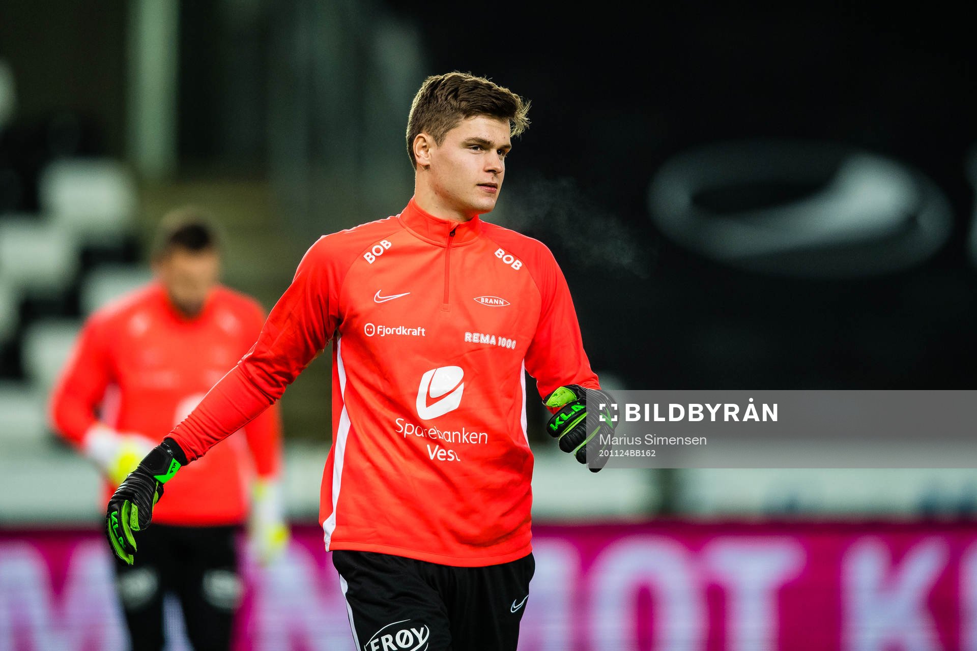 Hermann Ræstad of Brann warms up