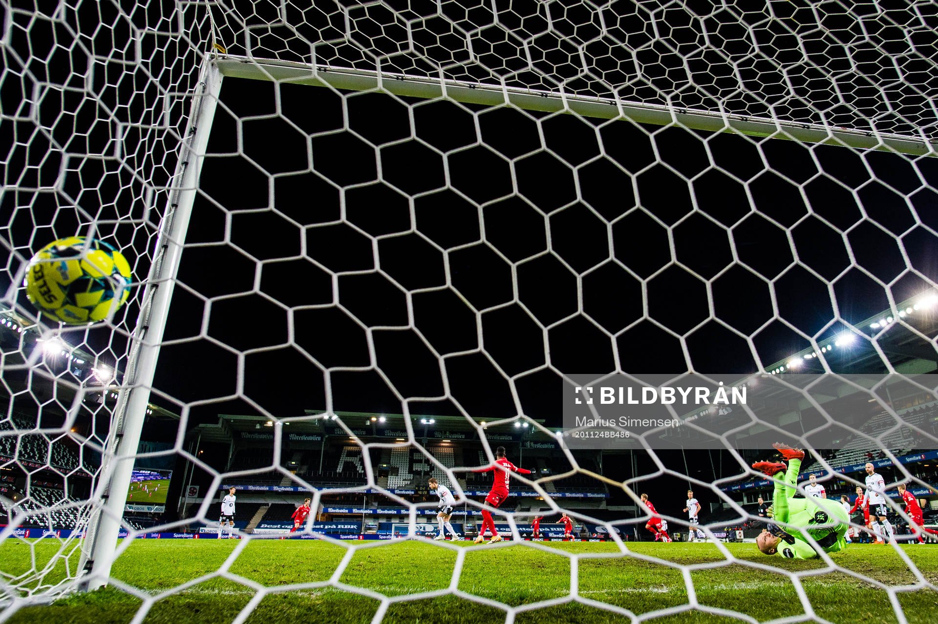 Sander Svendsen of Brann scores the 0-3 goal