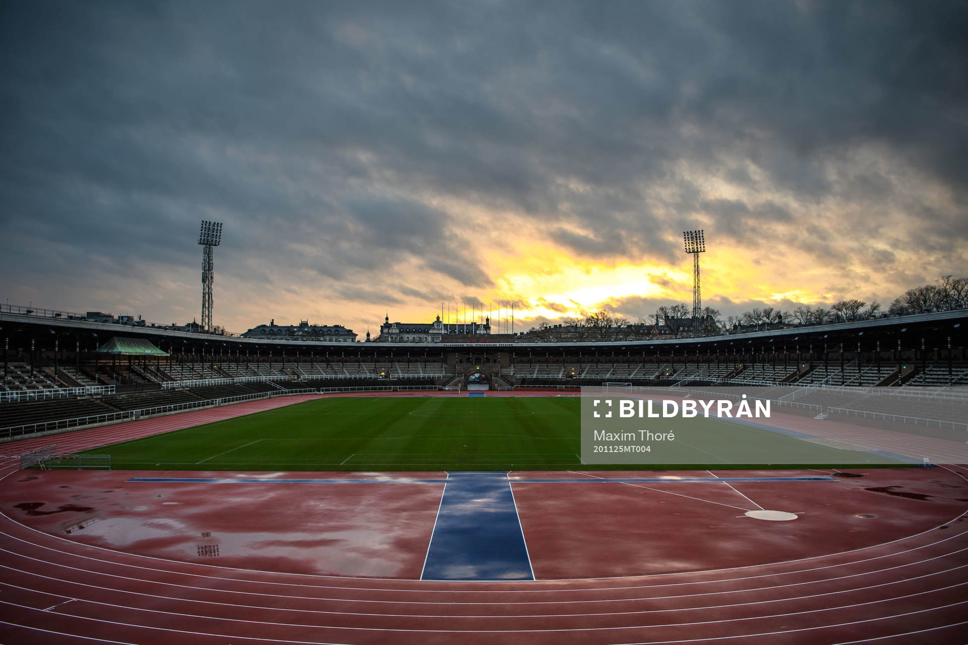 Stockholms Stadion i solnedgång