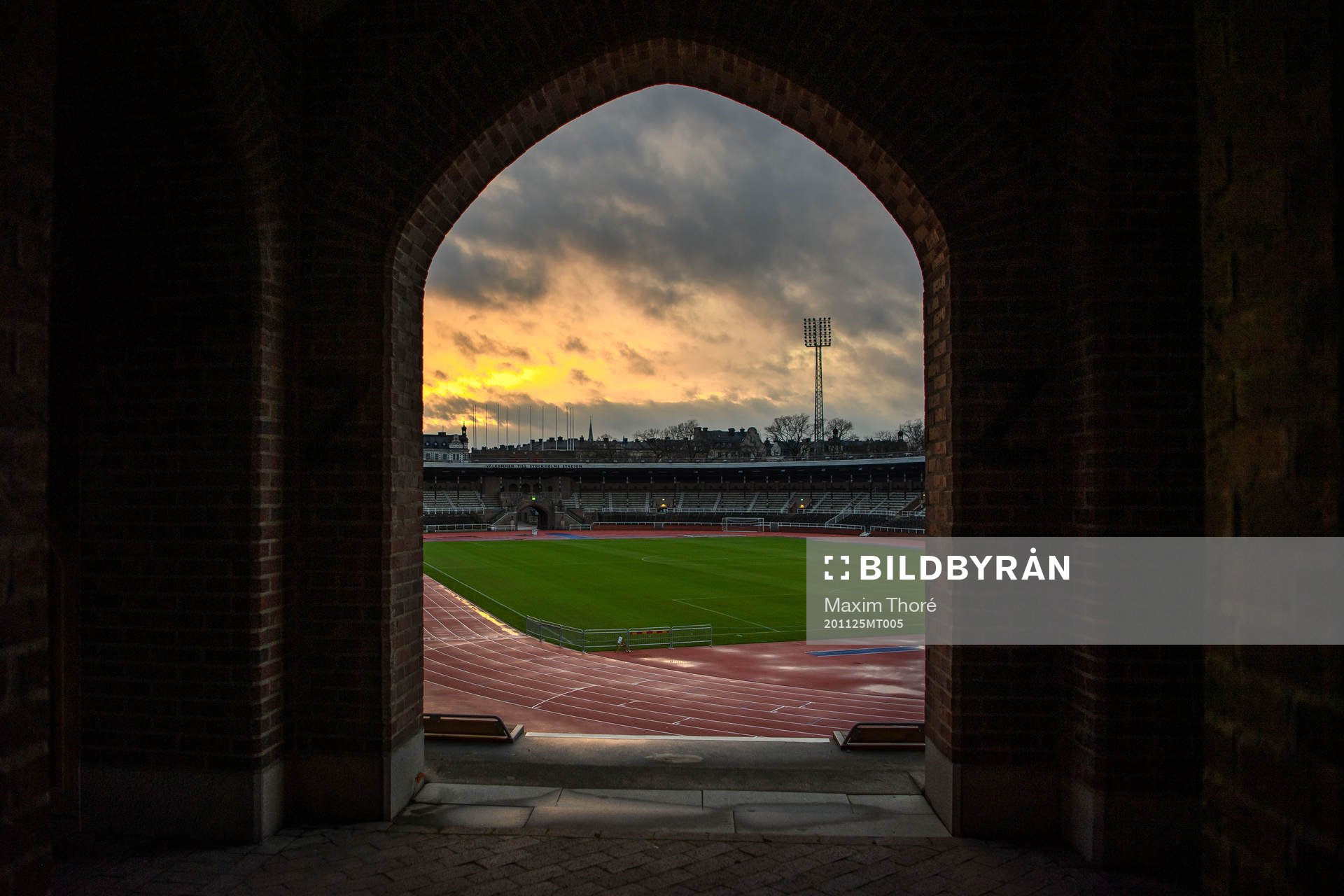 Stockholms Stadion i solnedgång
