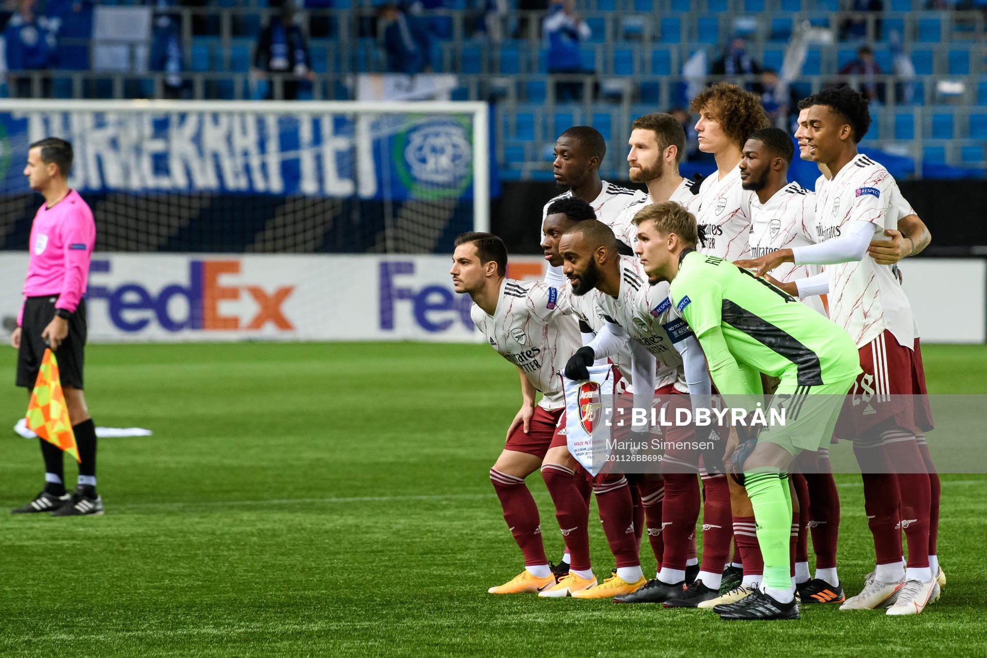 The starting eleven of Arsenal ahead of the UEFA Europa League match between Molde and Arsenal on November 26, 2020 in Molde.