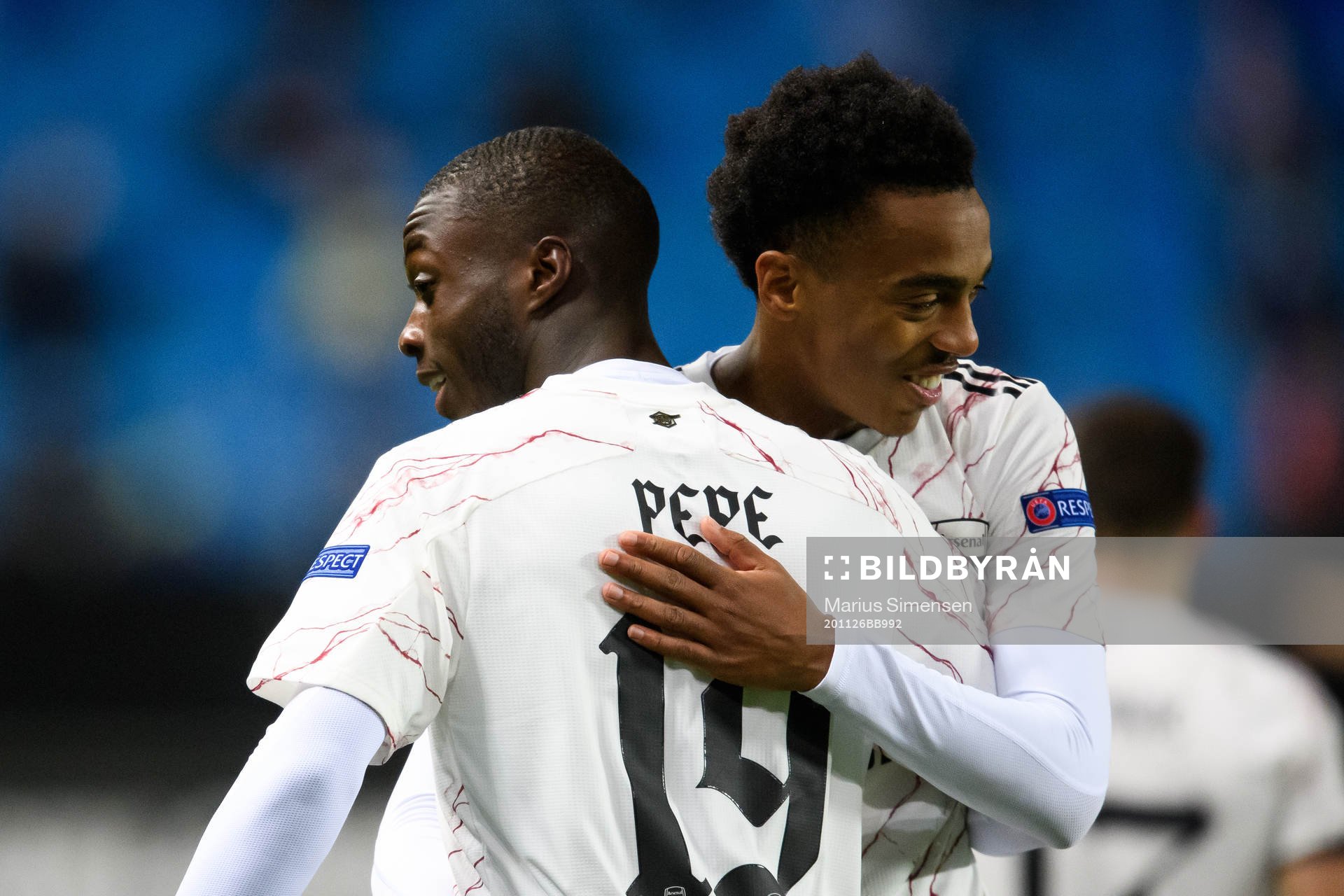 Nicolas Pépé of Arsenal celebrates the 0-1 goal during the UEFA Europa League match between Molde and Arsenal on November 26, 2020 in Molde.