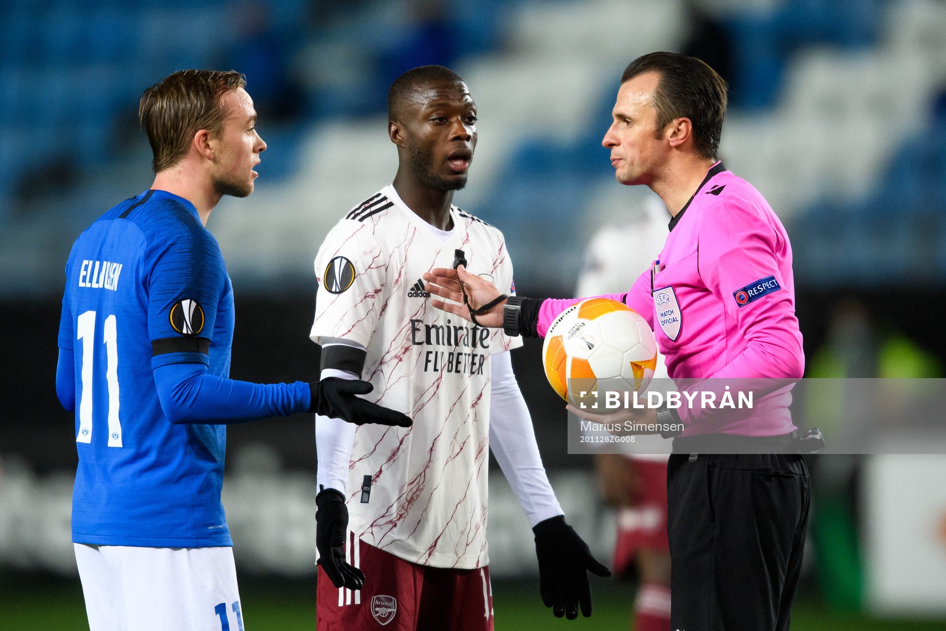 Martin Ellingsen of Molde and Alexandre Lacazette of