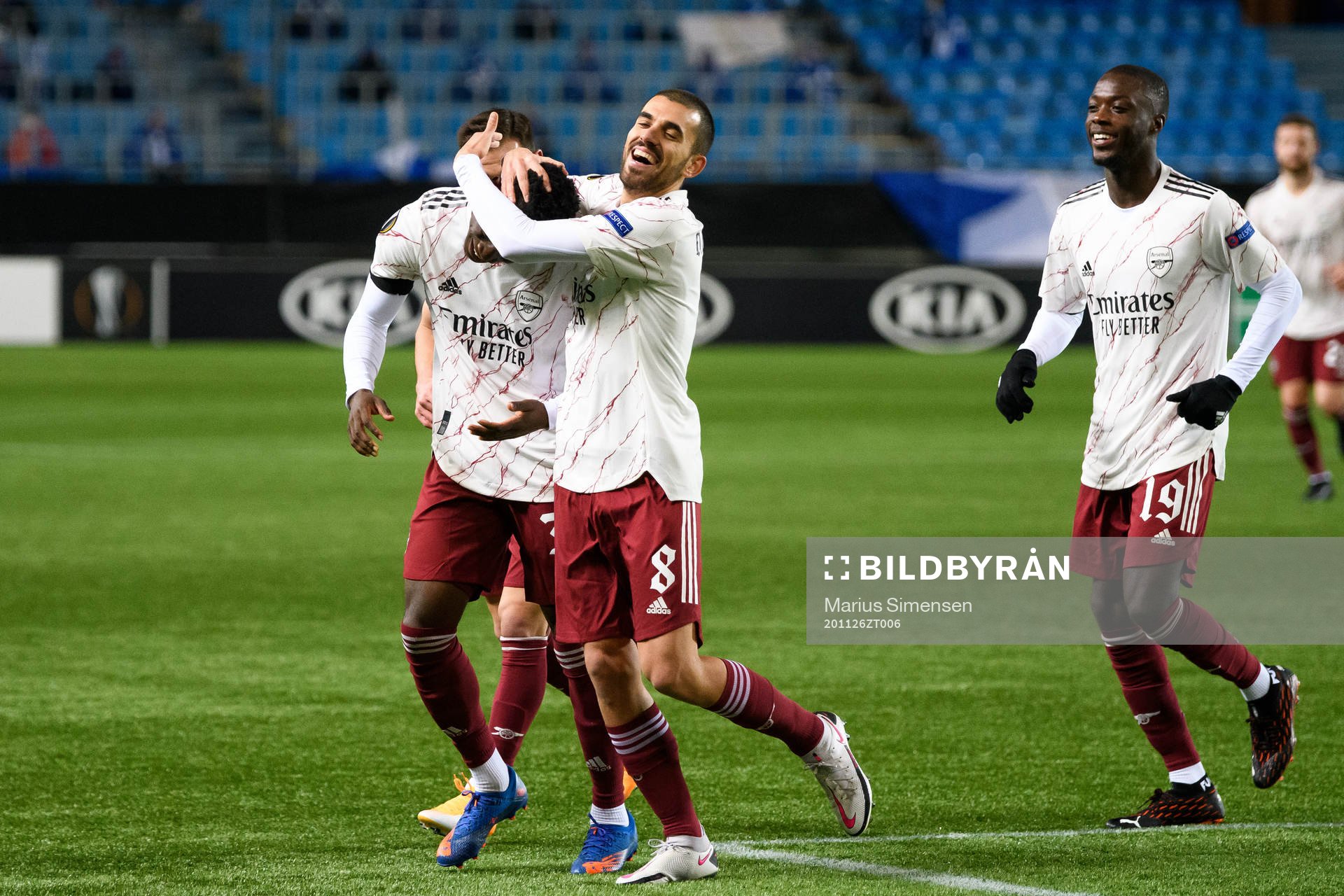 Folarin Balogun, Dani Ceballos and Nicolas Pépé of