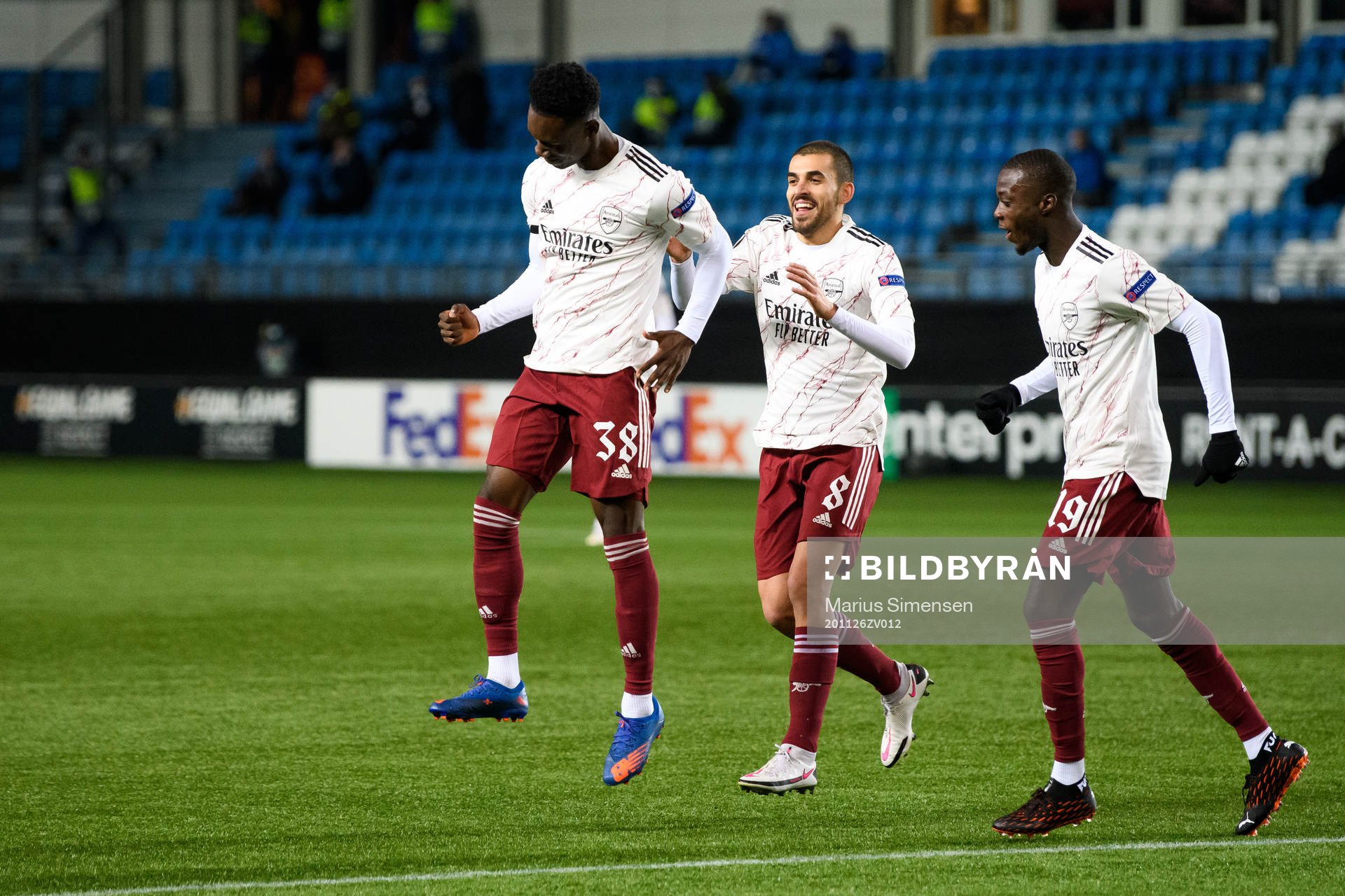 Folarin Balogun, Dani Ceballos and Nicolas Pépé of