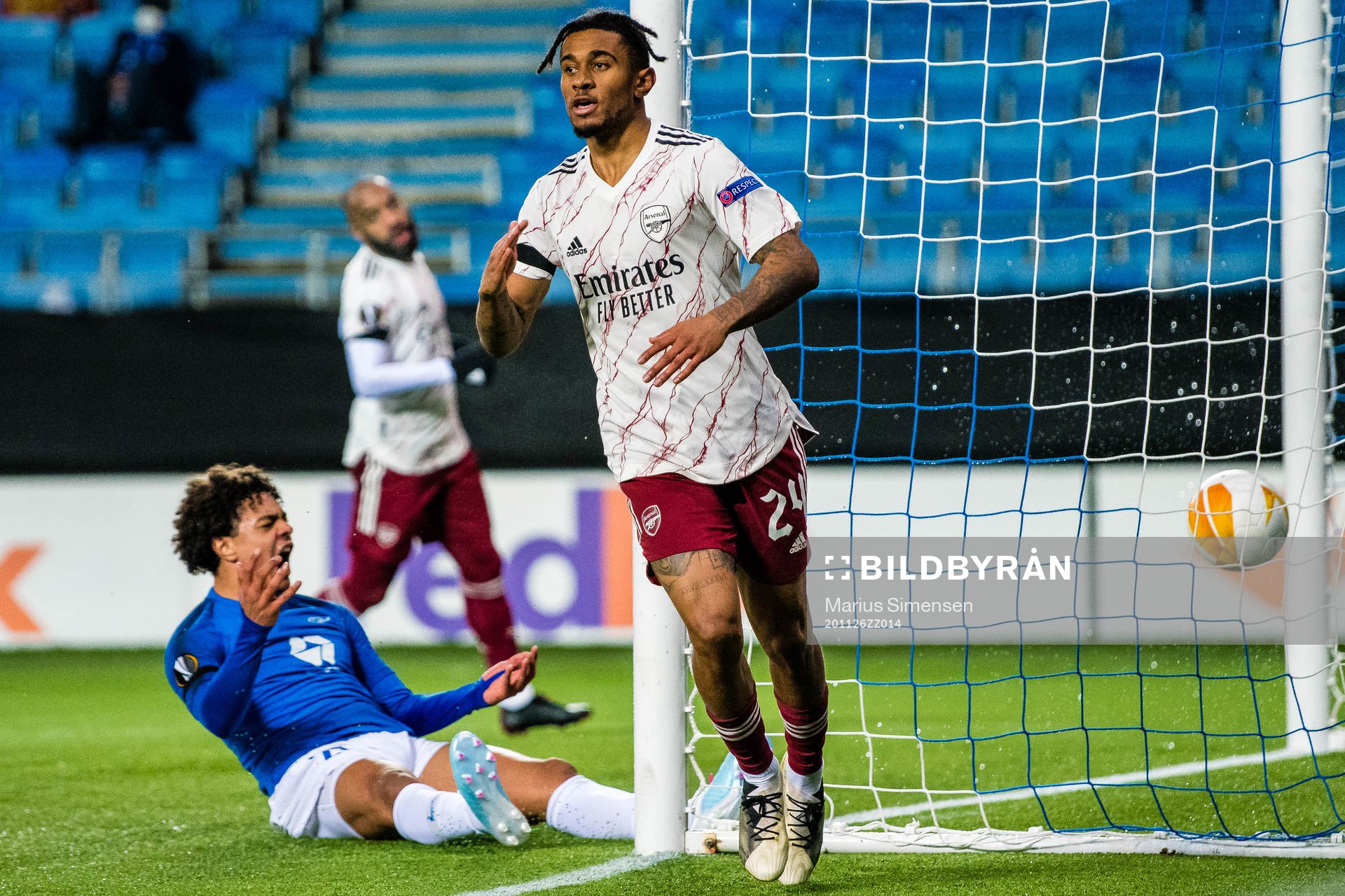 Reiss Nelson of Arsenal celebrates
