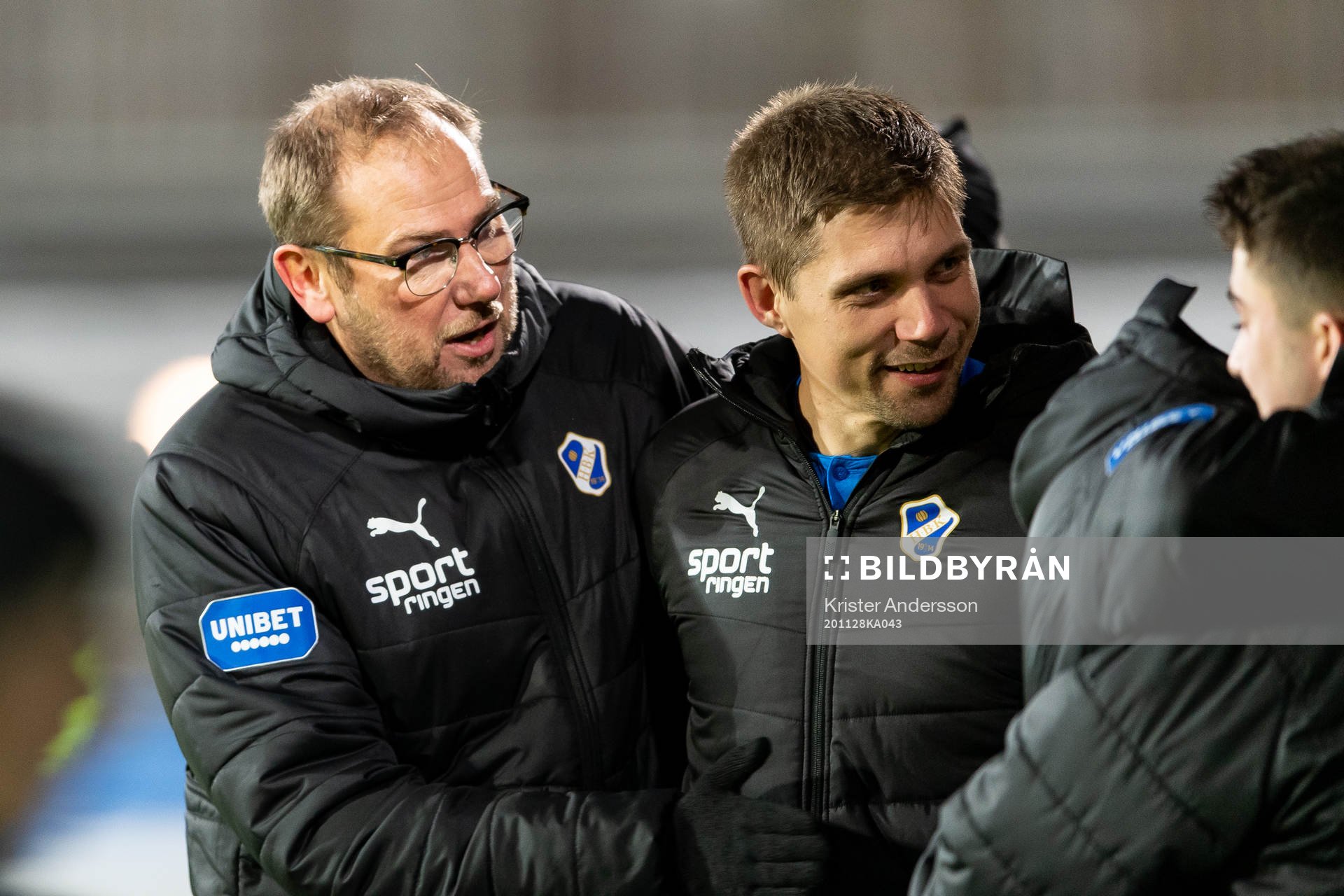 Halmstads tränare Magnus Haglund och Mikael Boman