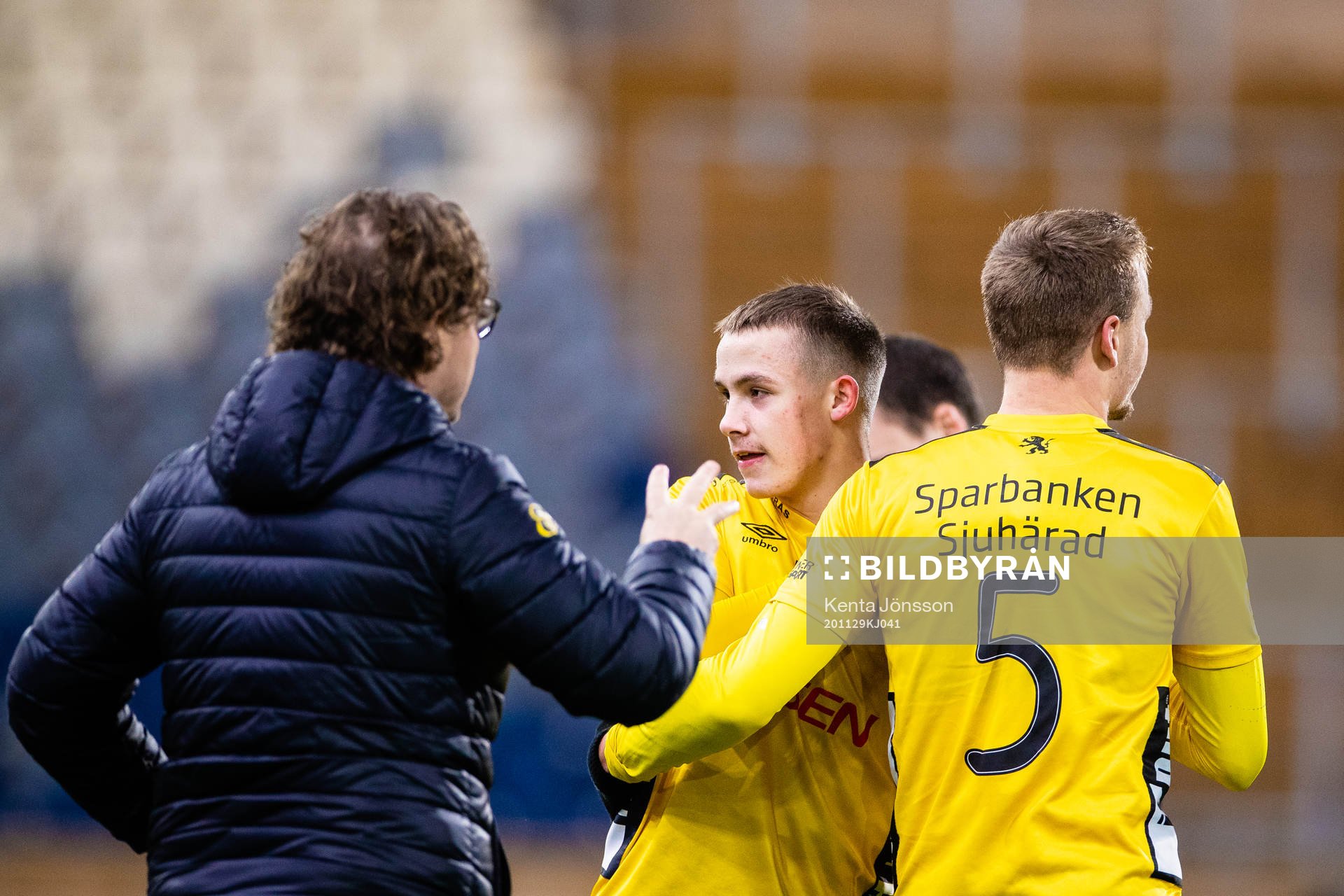 Elfsborgs spelare jublar efter fotbollsmatchen i Allsvenskan mellan Sirius och Elfsborg den 29 november 2020 i Uppsala.