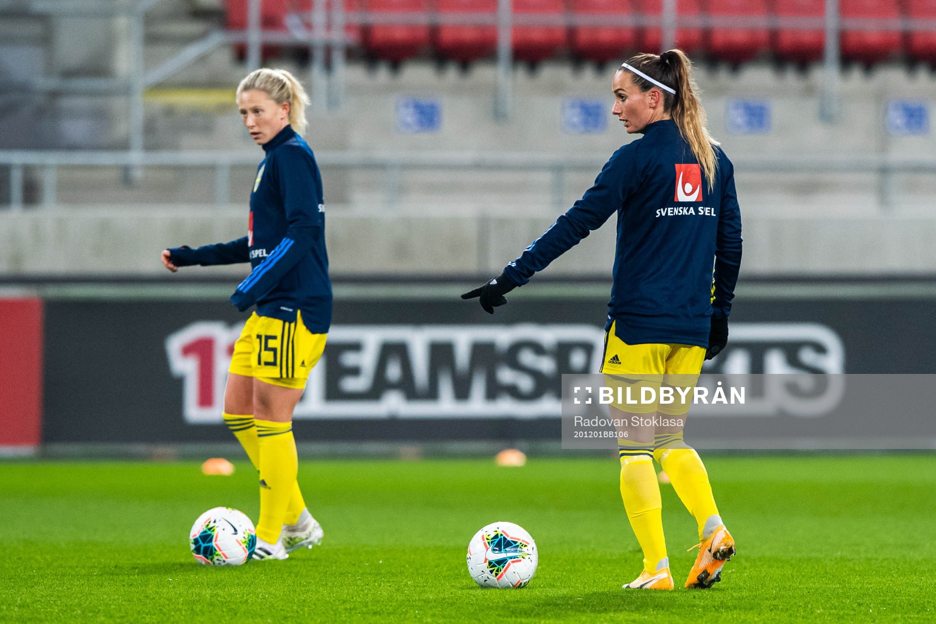 Rebecka Blomqvist and Kosovare Asllani of Sweden