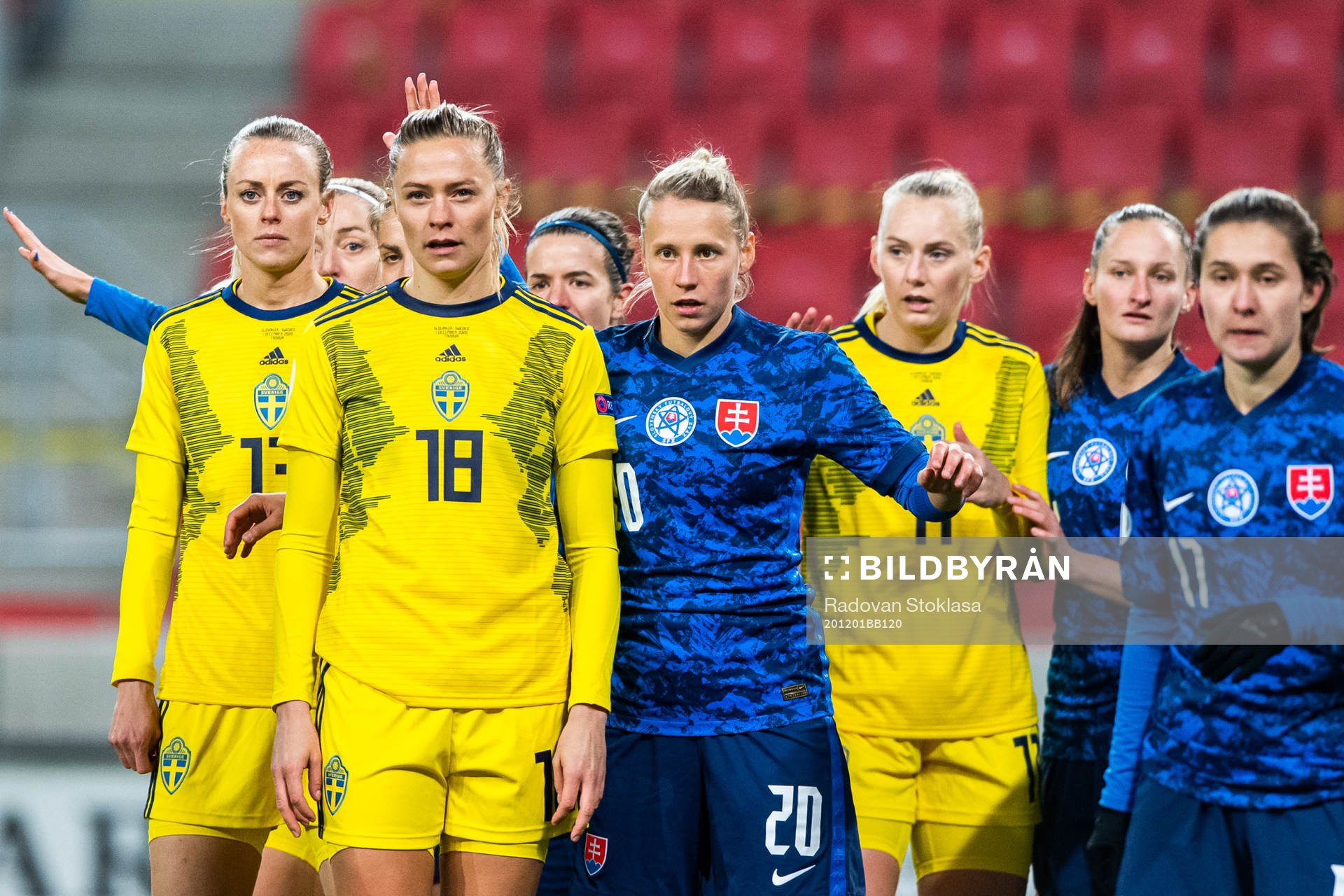 Amanda Ilestedt, Fridolina Rolfö and Stina Blackstenius of