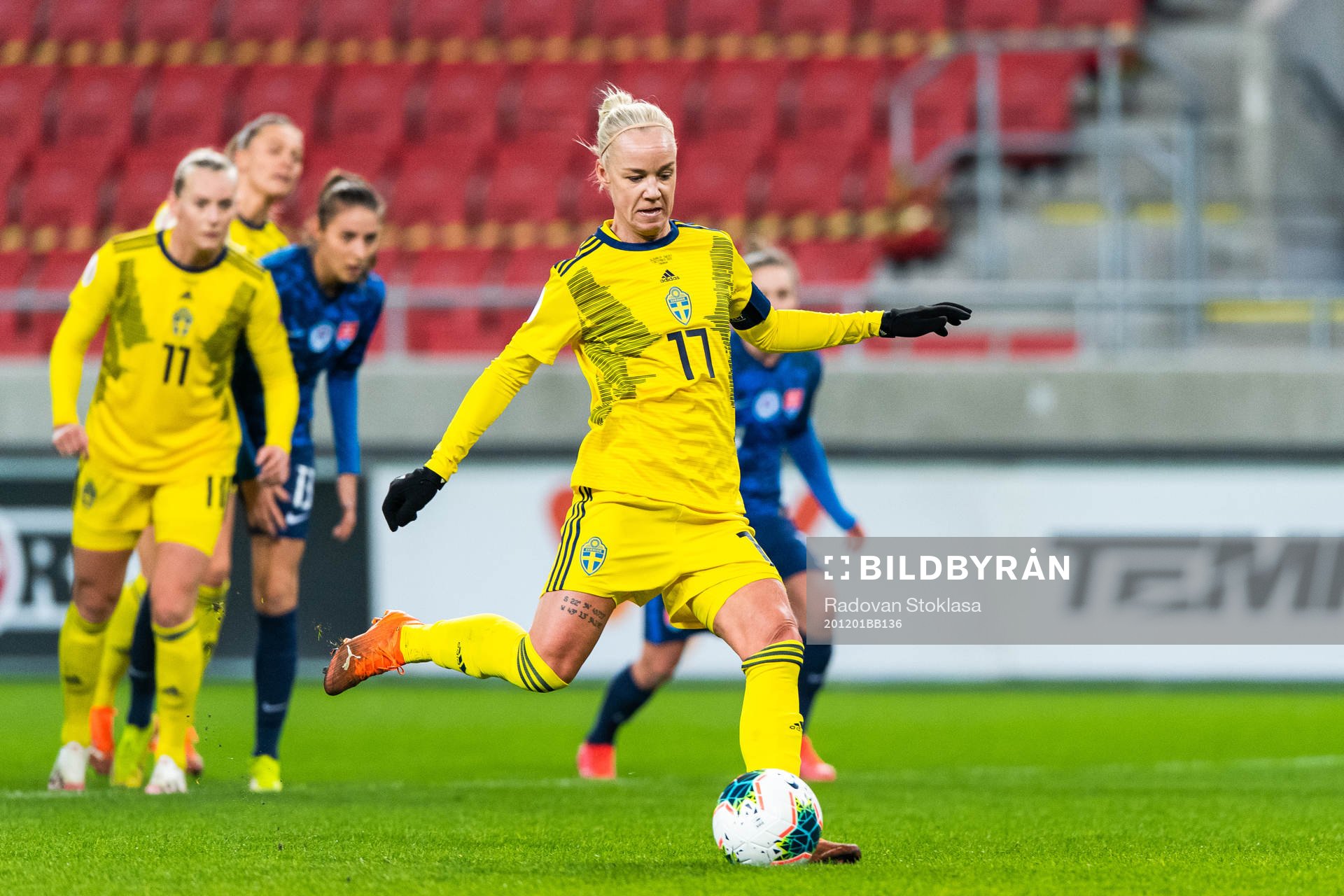 Caroline Seger of Sweden shoots a penalty