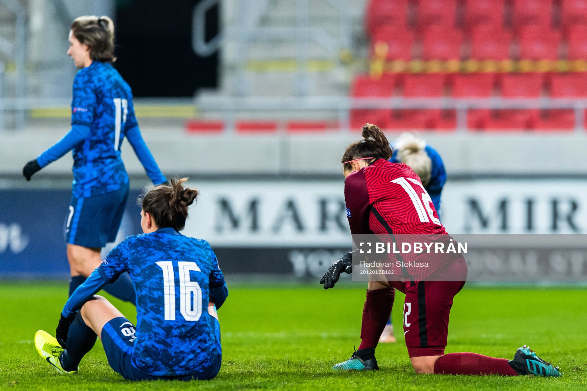 Diana Bartovičová and goalkeeper 12 Maria Korenčiová of