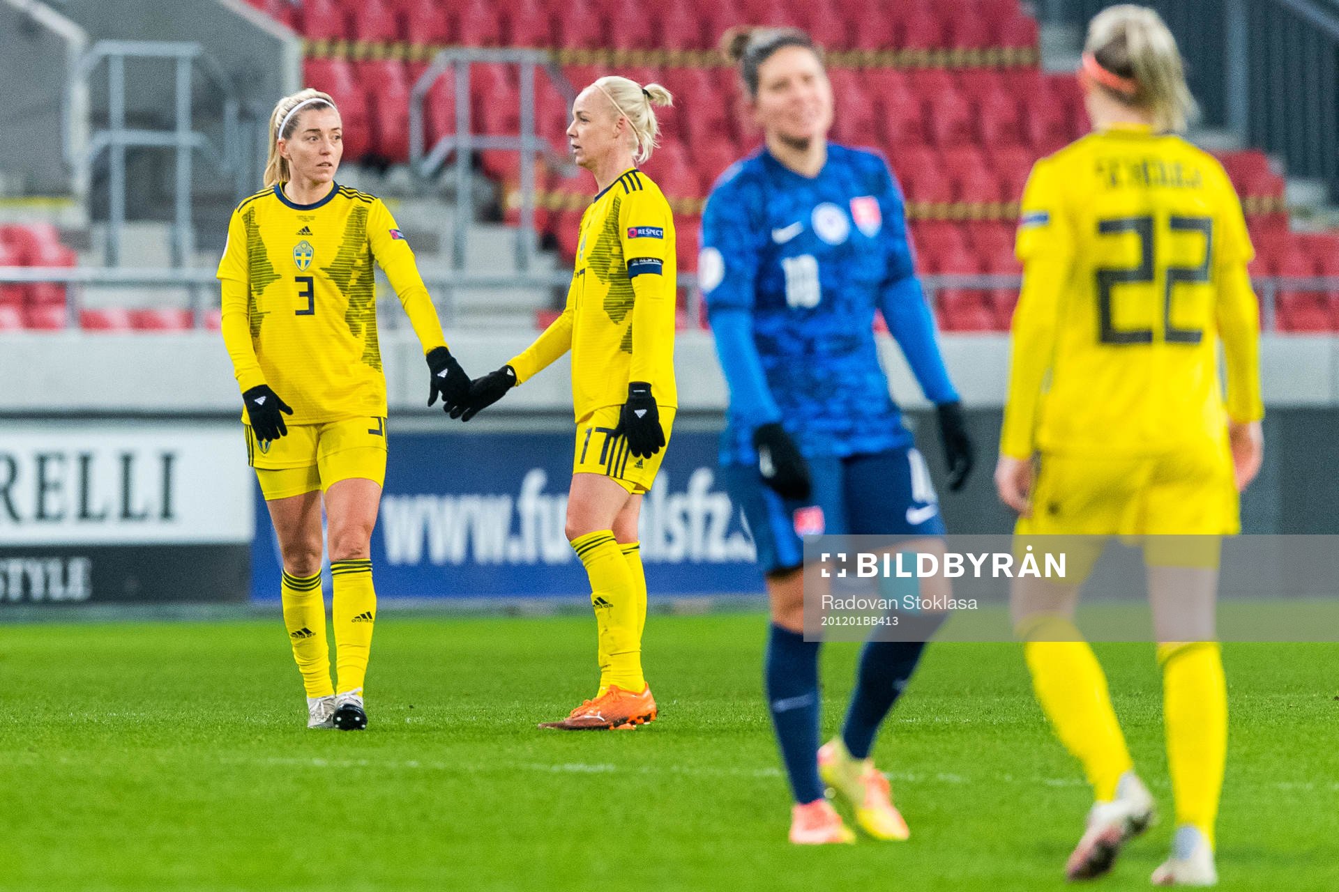 Linda Sembrant and Caroline Seger celebrate