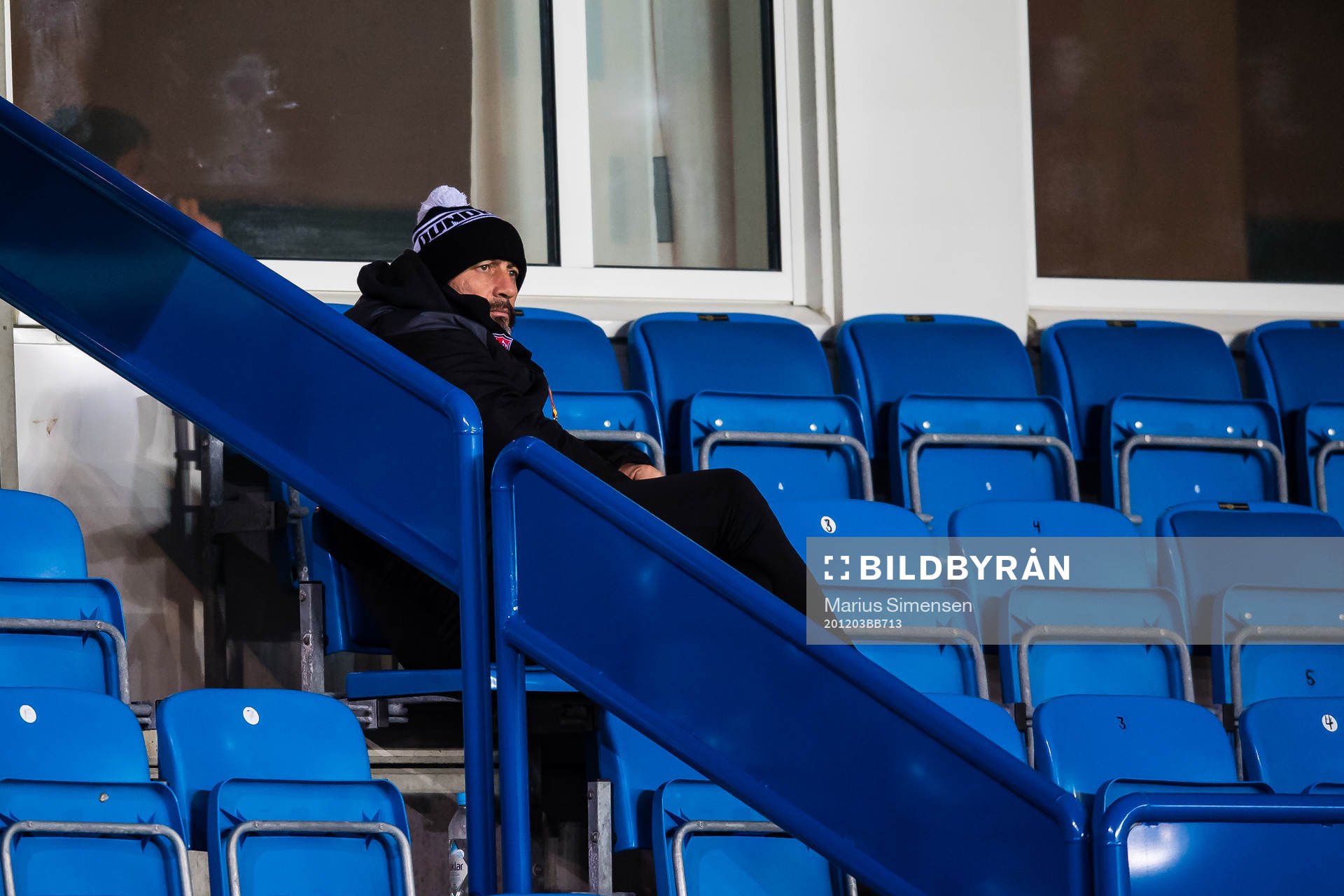 Filippo Giovagnoli, head coach of Dundalk, in the stands