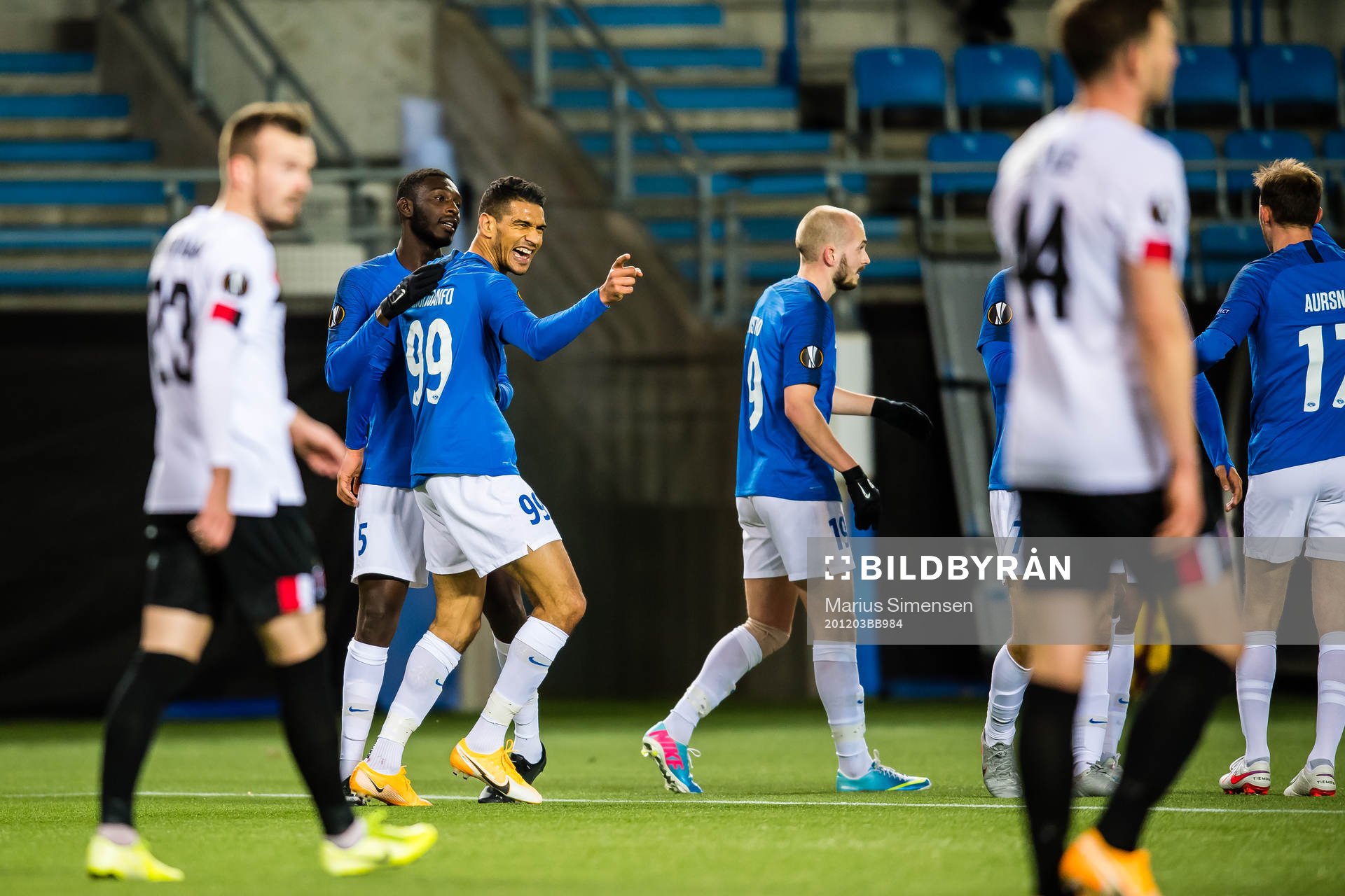 Ohikhuaeme Anthony Omoijuanfo of Molde celebrates