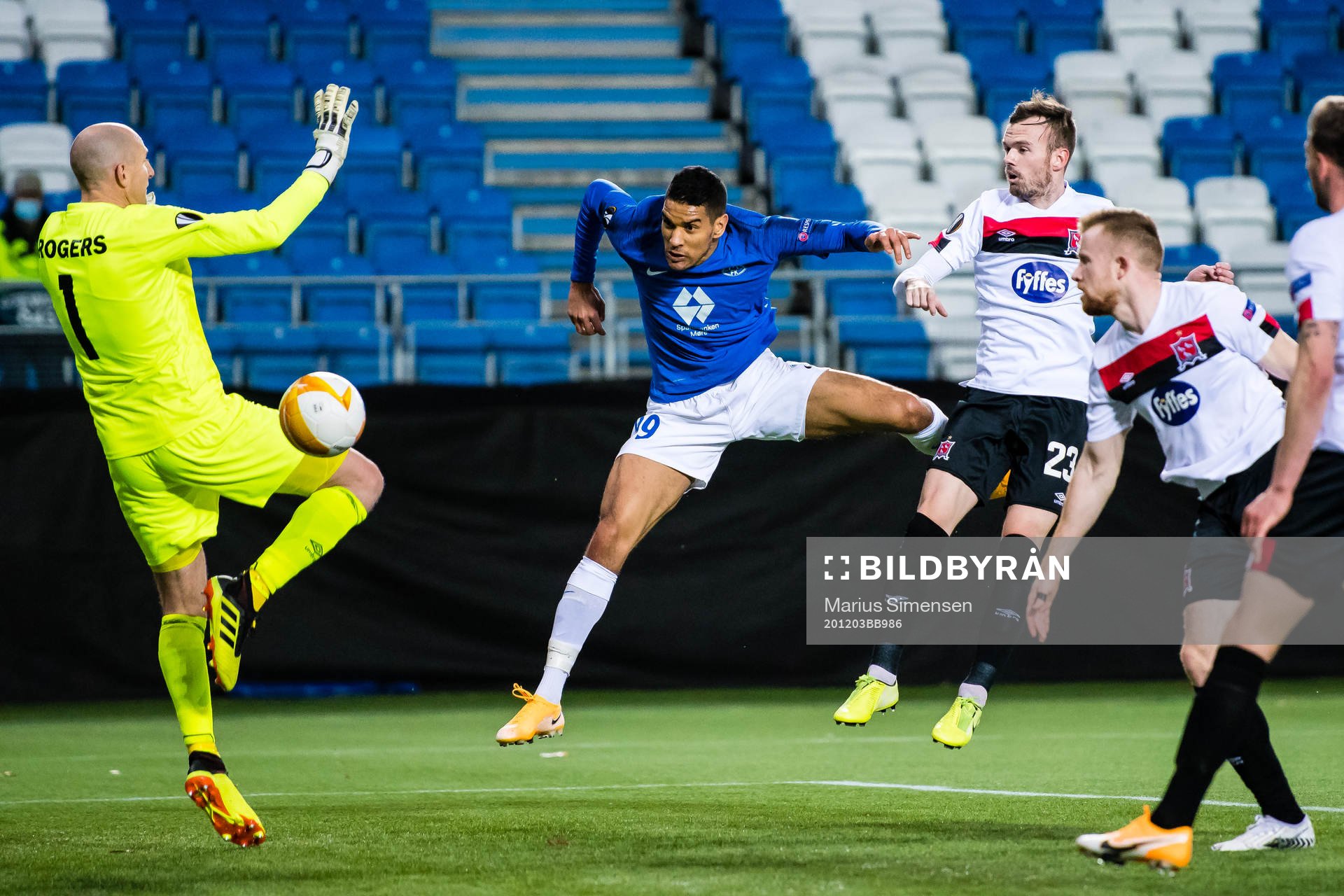 Ohikhuaeme Anthony Omoijuanfo of Molde scores the 2-0 goal