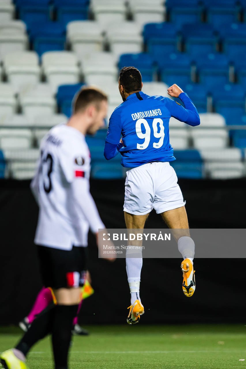 Ohikhuaeme Anthony Omoijuanfo of Molde celebrates