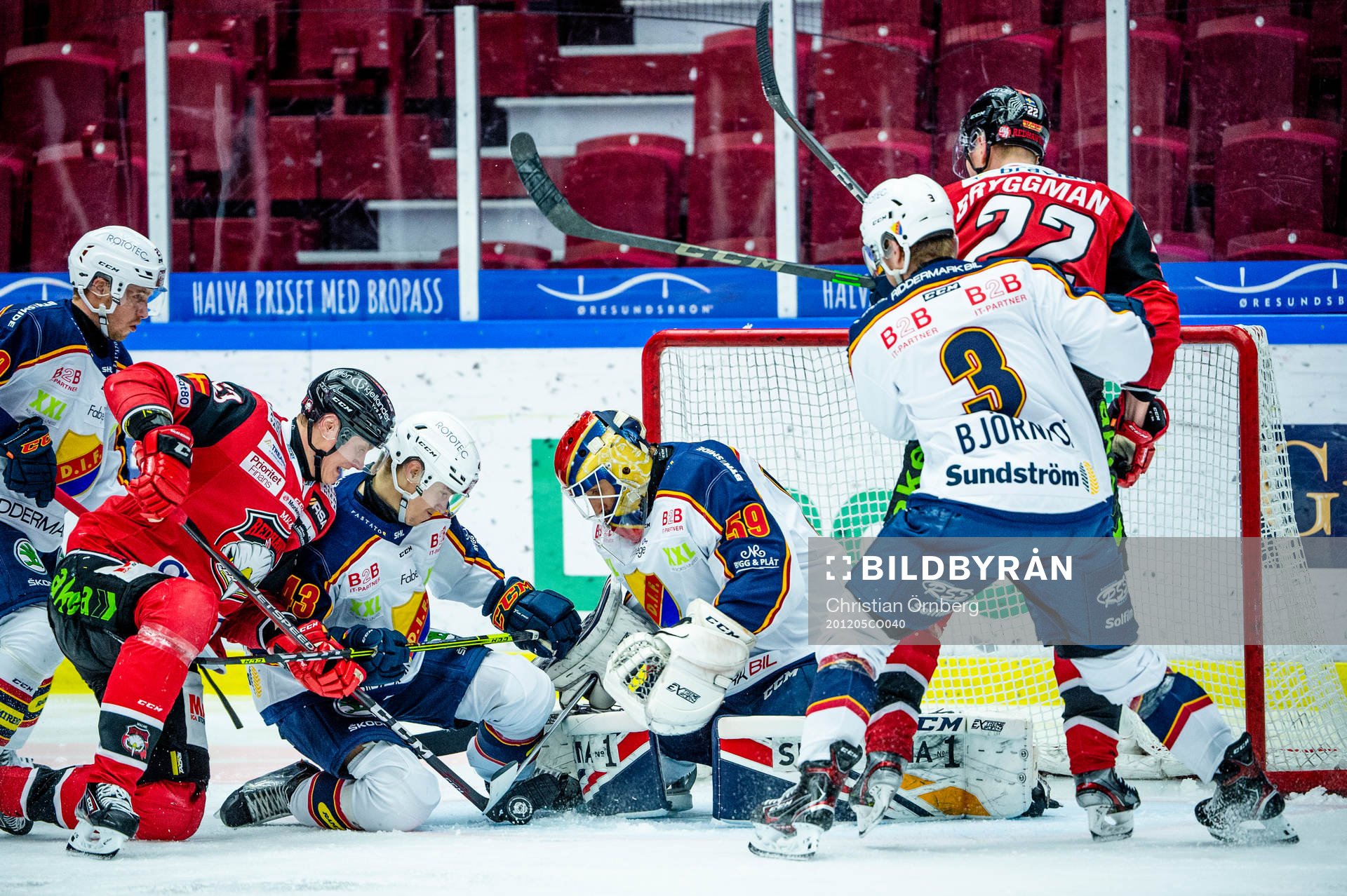 Malmö Redhawks Fredrik Händemark och Lars Bryggman mot