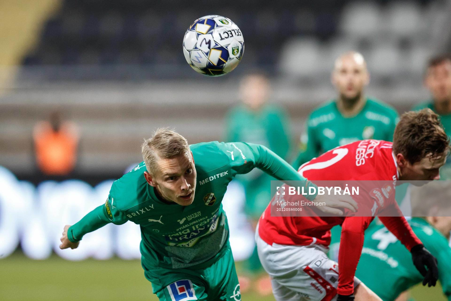 Ljungskiles Johan Brannefalk under fotbollsmatchen i Superettan mellan Ljungskile och Degerfors den 5 december 2020 i Göteborg.