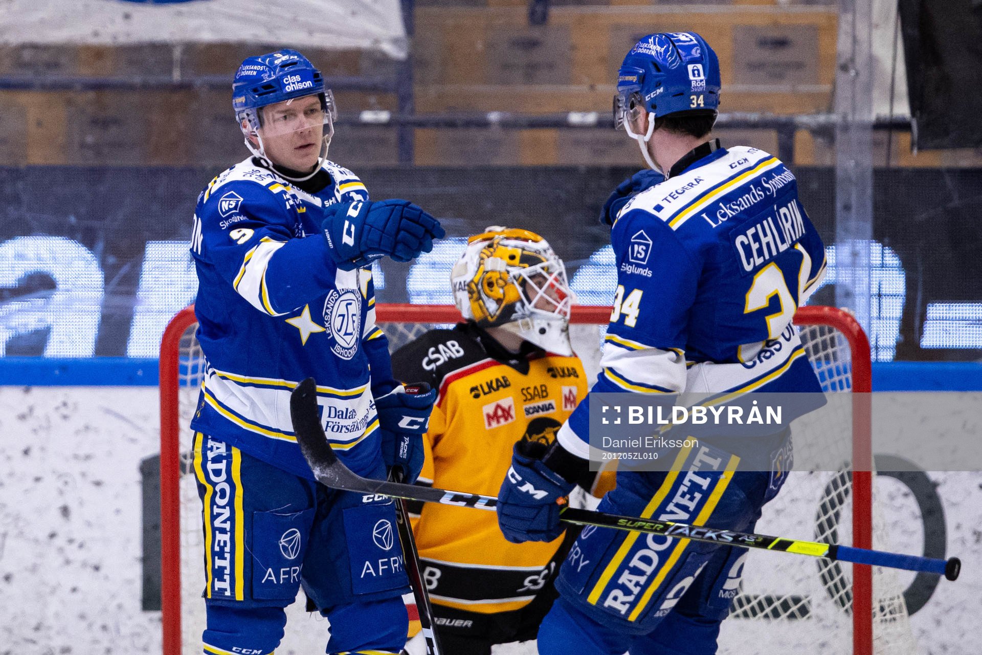 Leksands Patrik Zackrisson jublar med Peter Cehlarik