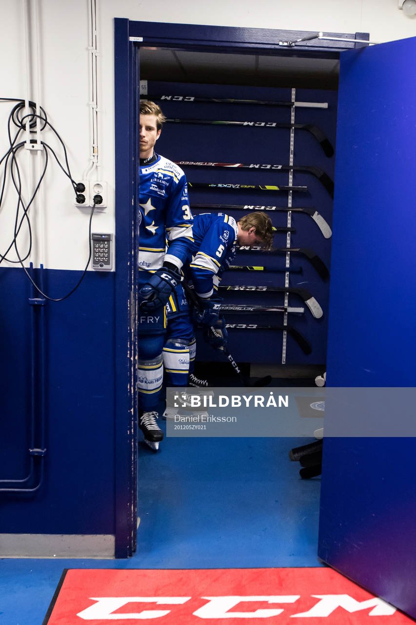 Leksands Peter Cehlarik och Leksands Calle Själin innan