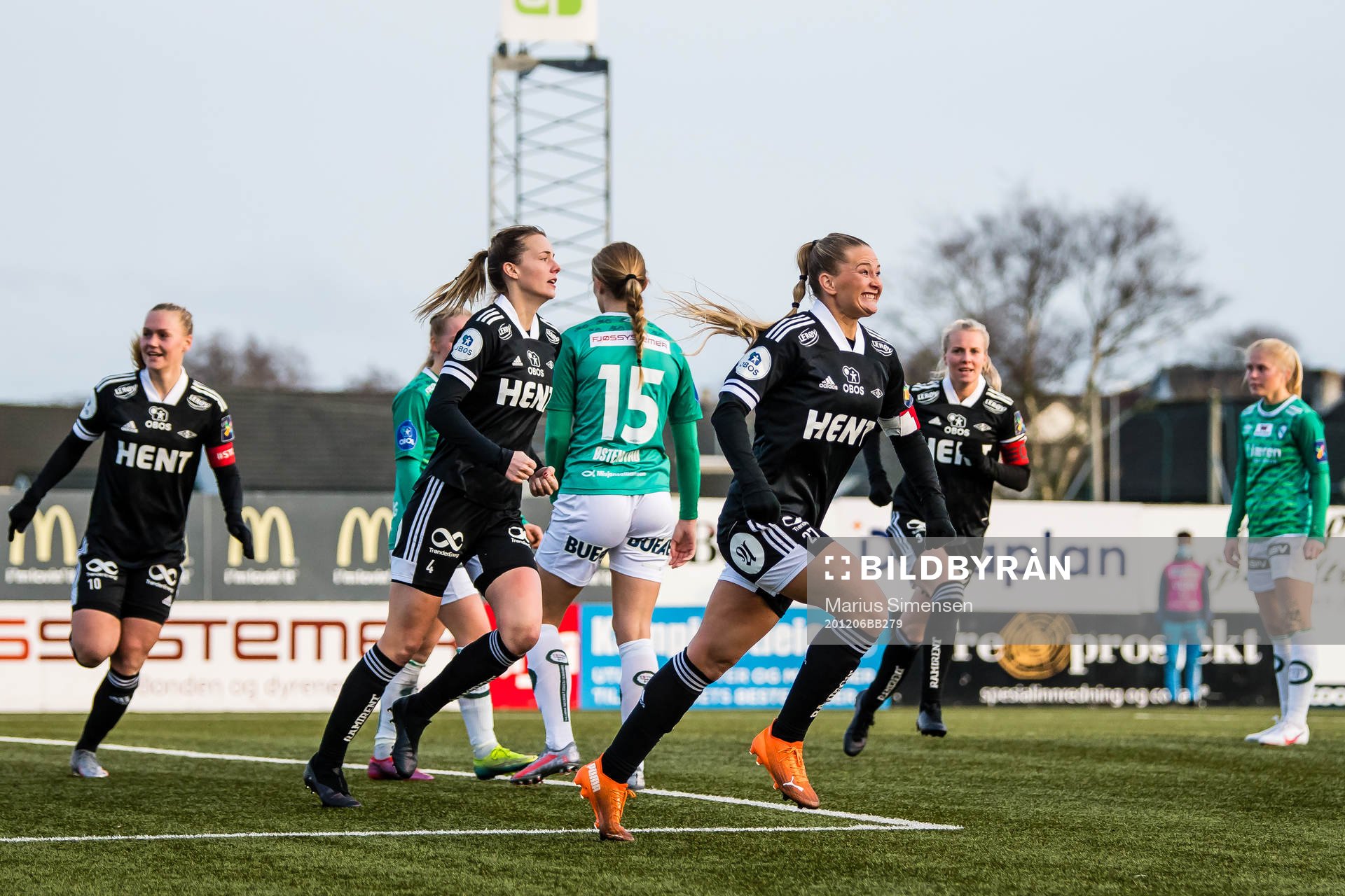 Lisa-Marie Karlseng Utland of Rosenborg celebrates after scoring the 0-1 goal during the Toppserien football match between Klepp and Rosenborg on December 6, 2020 in Klepp.