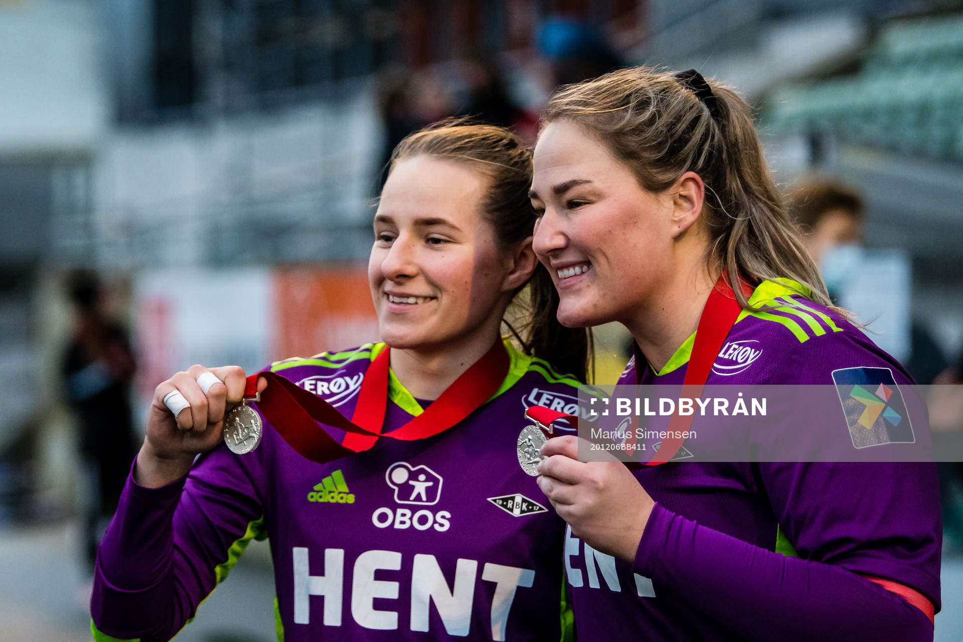 Rugile Maria Rulyte and Kristine Nøstmo of Rosenborg with
